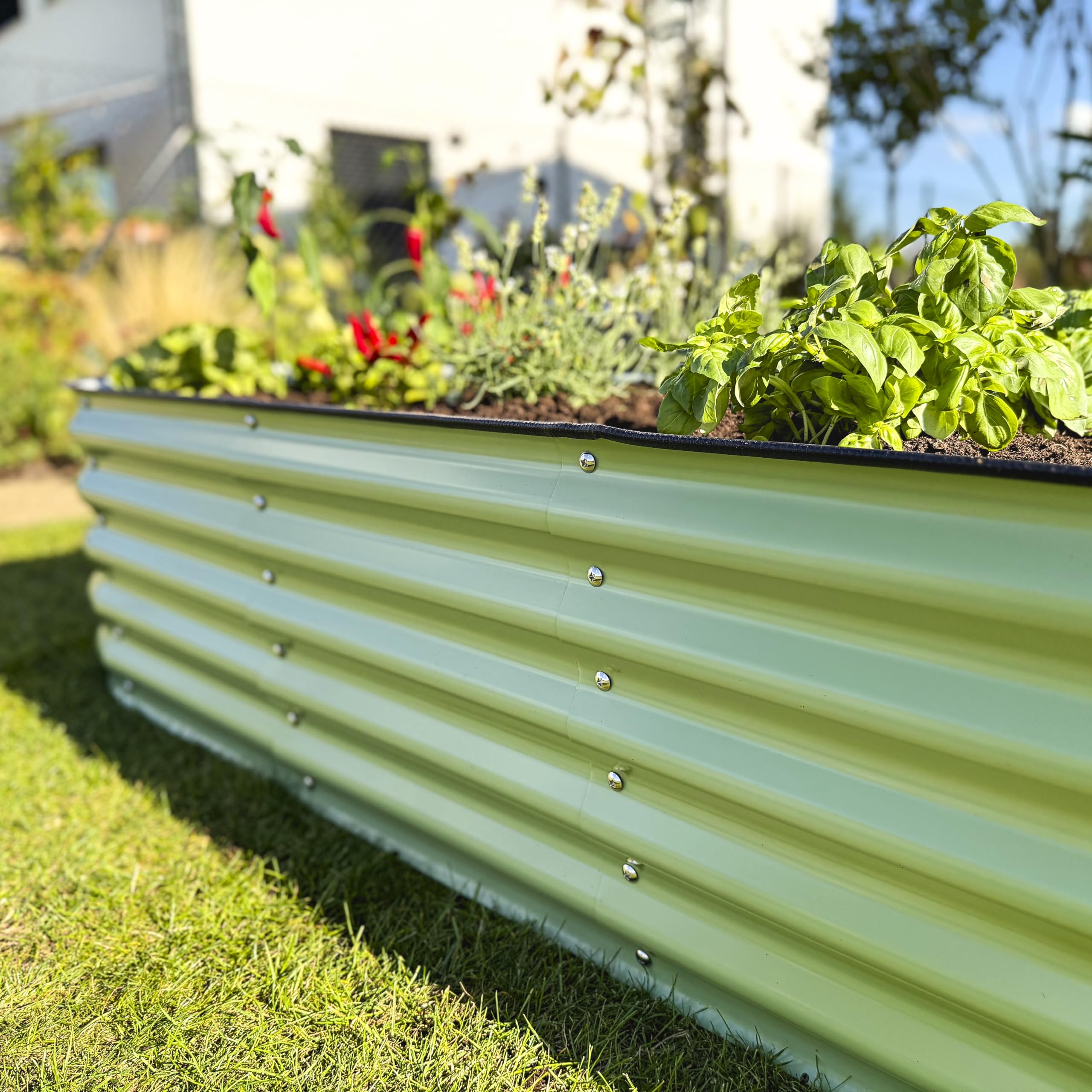 UNIGARDIA Bancal de Metal 195 x 60 x 43 cm – Kit Modular 6 en 1 – bancal Elevado Inoxidable para jardín de Acero Zn-Al-MG Vida útil mínima de 20 años – 43 cm de Alto, huerto Verde