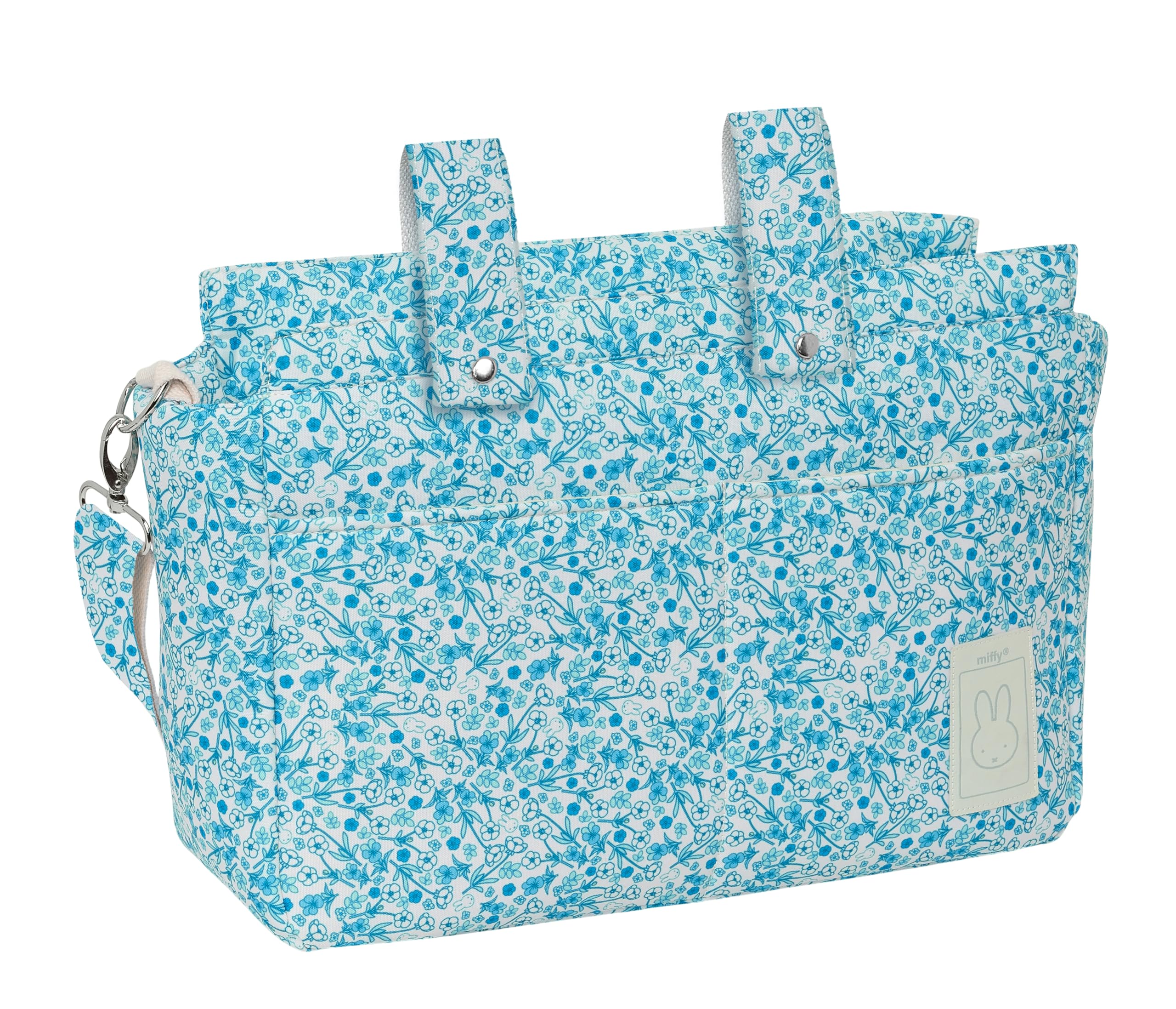 Safta MIFFY MUM GARDEN - Bolso Adaptable a Carrito de Bebé, Bolso de Bebé, Cómodo y Versátil, Calidad y Resistencia, 46x15x26 cm, Color Turquesa floral