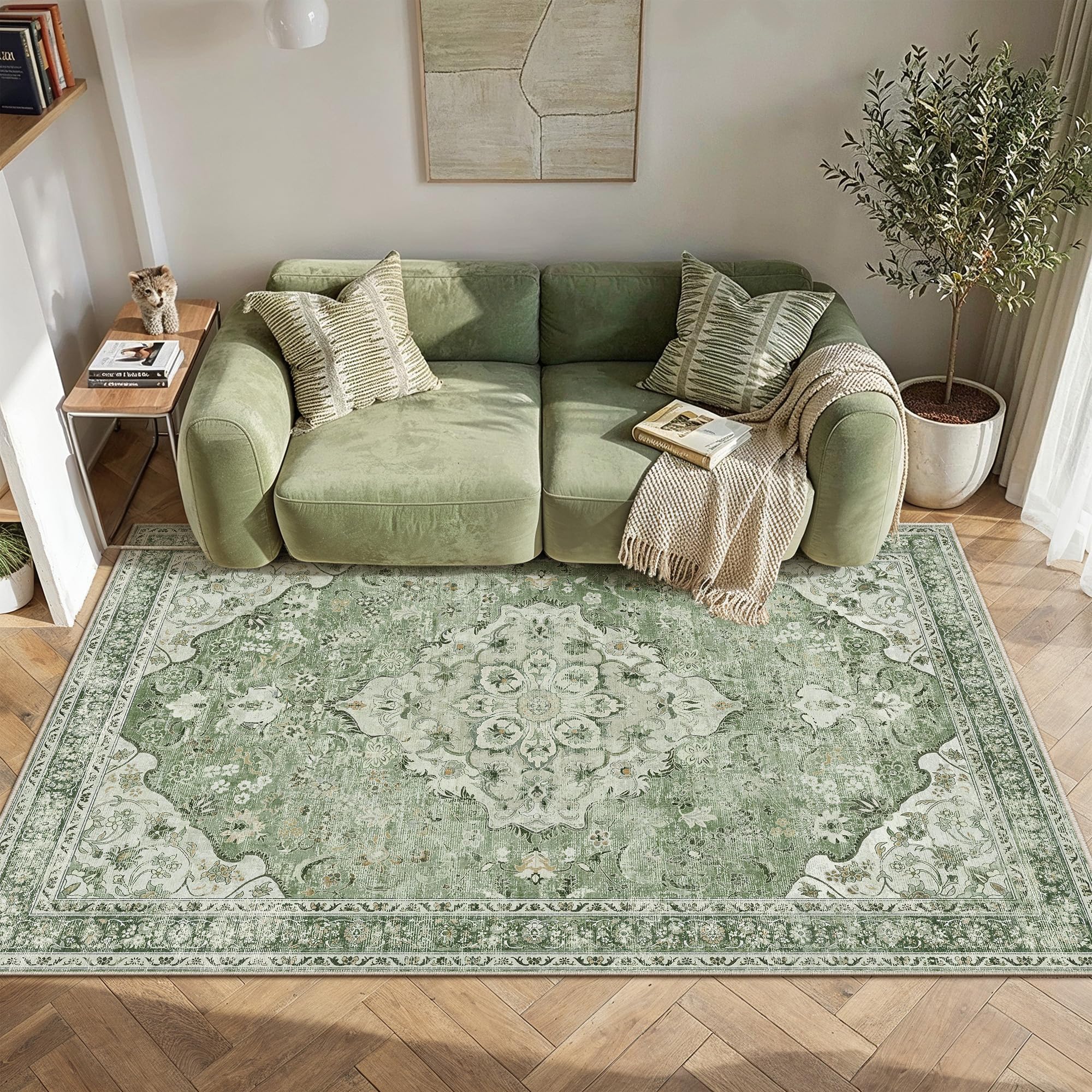PureCozy Teppich Wohnzimmer Waschbarer Vintage Aurora Tepiche for Schlafzimmer