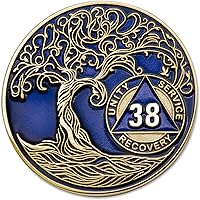 Vista 56 de Medallón AA de 5 años – Árbol de la Vida trenzado chapado en oro AA Chip de recuperación – morado