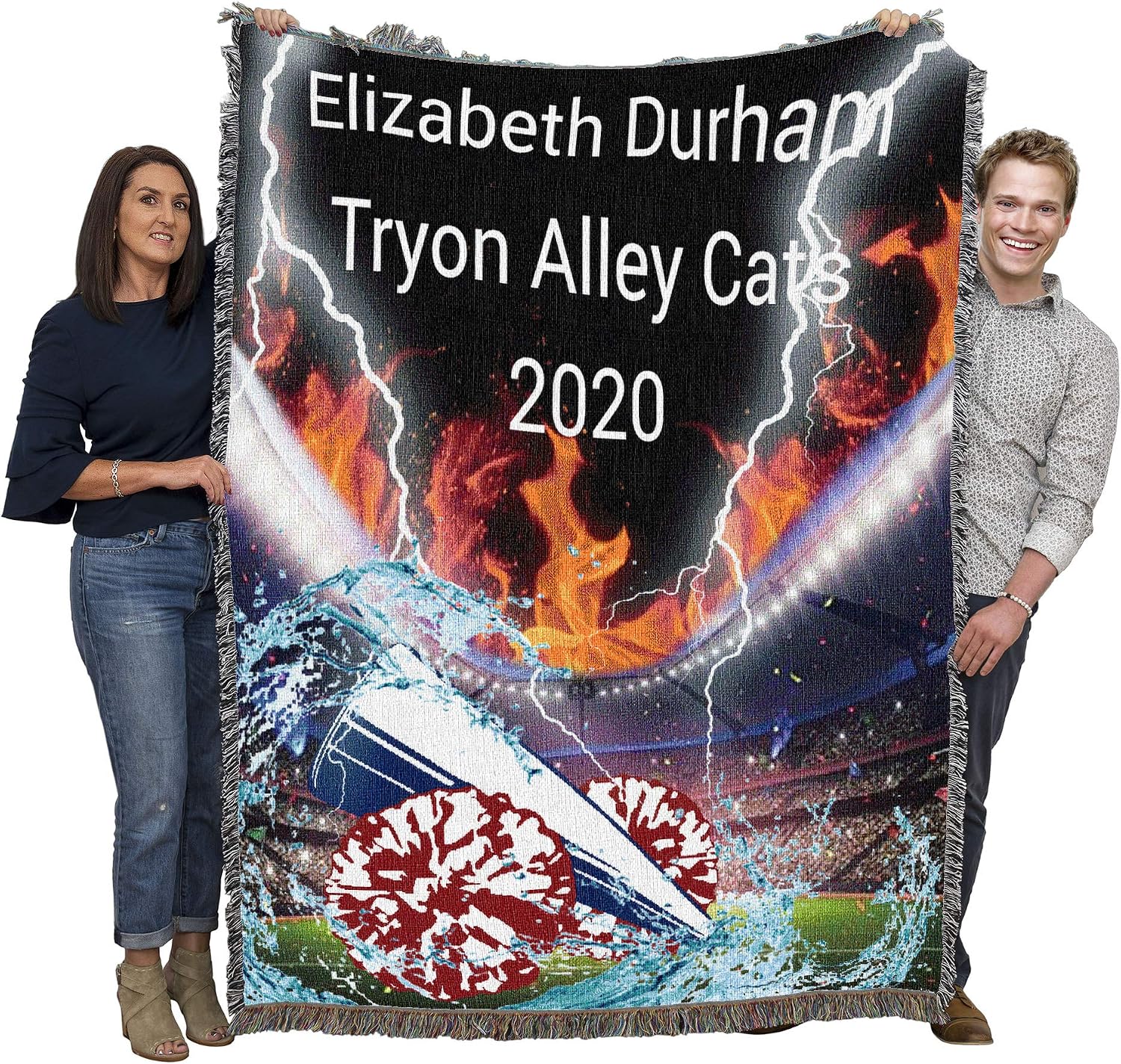 Pure Country Weavers Cheerleading Fantastico Blanket - Personalized - Custom Sports Fan Coach Team Gift Tapestry Throw Woven from Cotton - Made in the USA (72x54)