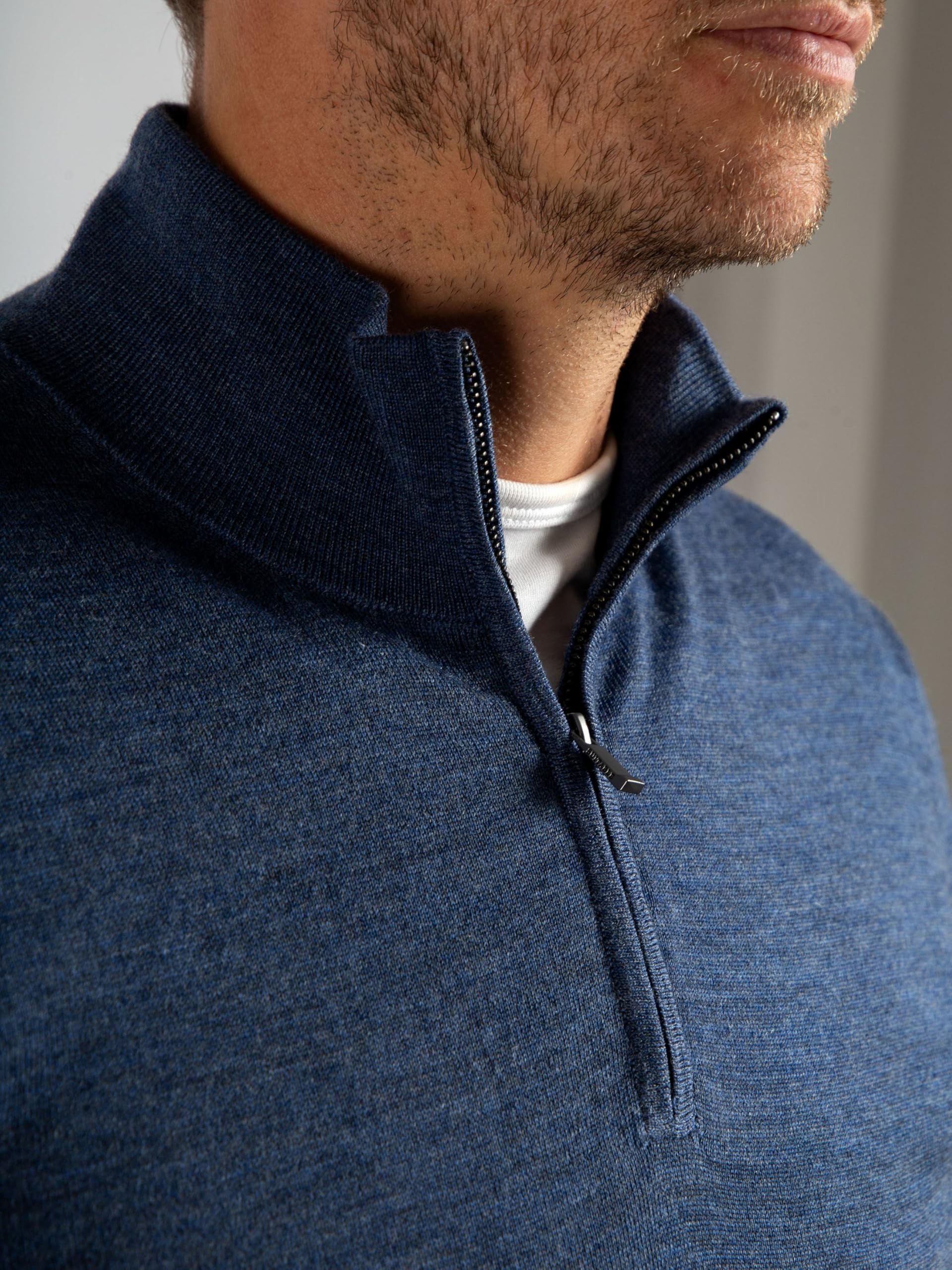 Suitable Maglione a mezza zip in lana merino – taglia – uomo – abbigliamento – slim fit – lana merino – perfetto per autunno e inverno