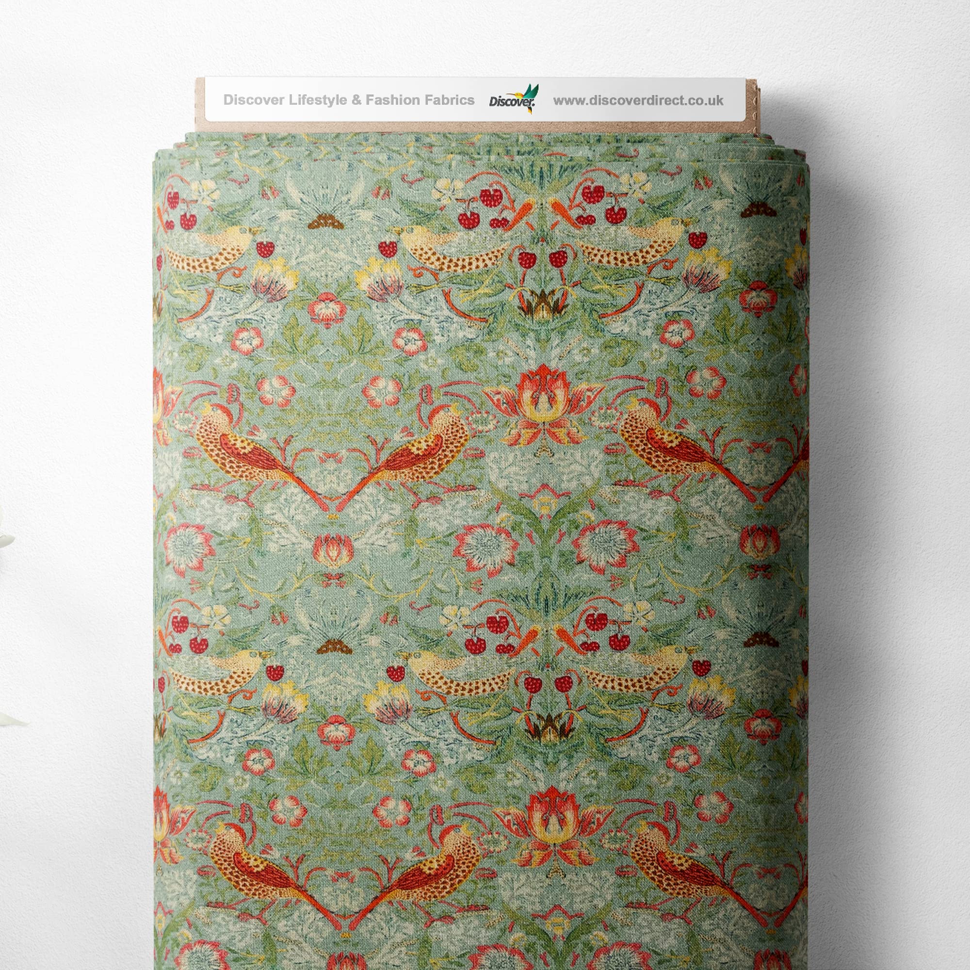 100% Cotton William Morris Strawberry Thief Printed Design Quilting Craft Dress Quality Sewing Fabric Material | 55" - 140 cm Wide (per Metre, Duckegg)
