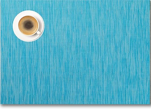 Miniatura 9 de Juego de 4 manteles individuales de vinilo tejido fácil de limpiar para mesa de comedor, interiores y exteriores, manteles individuales de PVC