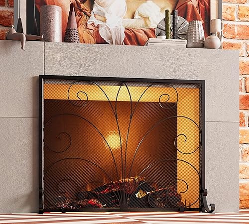 Miniatura 4 de Fire Beauty Pantalla de chimenea, malla decorativa de hierro forjado hecha a mano, malla de metal para horno, fuegos de fuego, protector de chispas