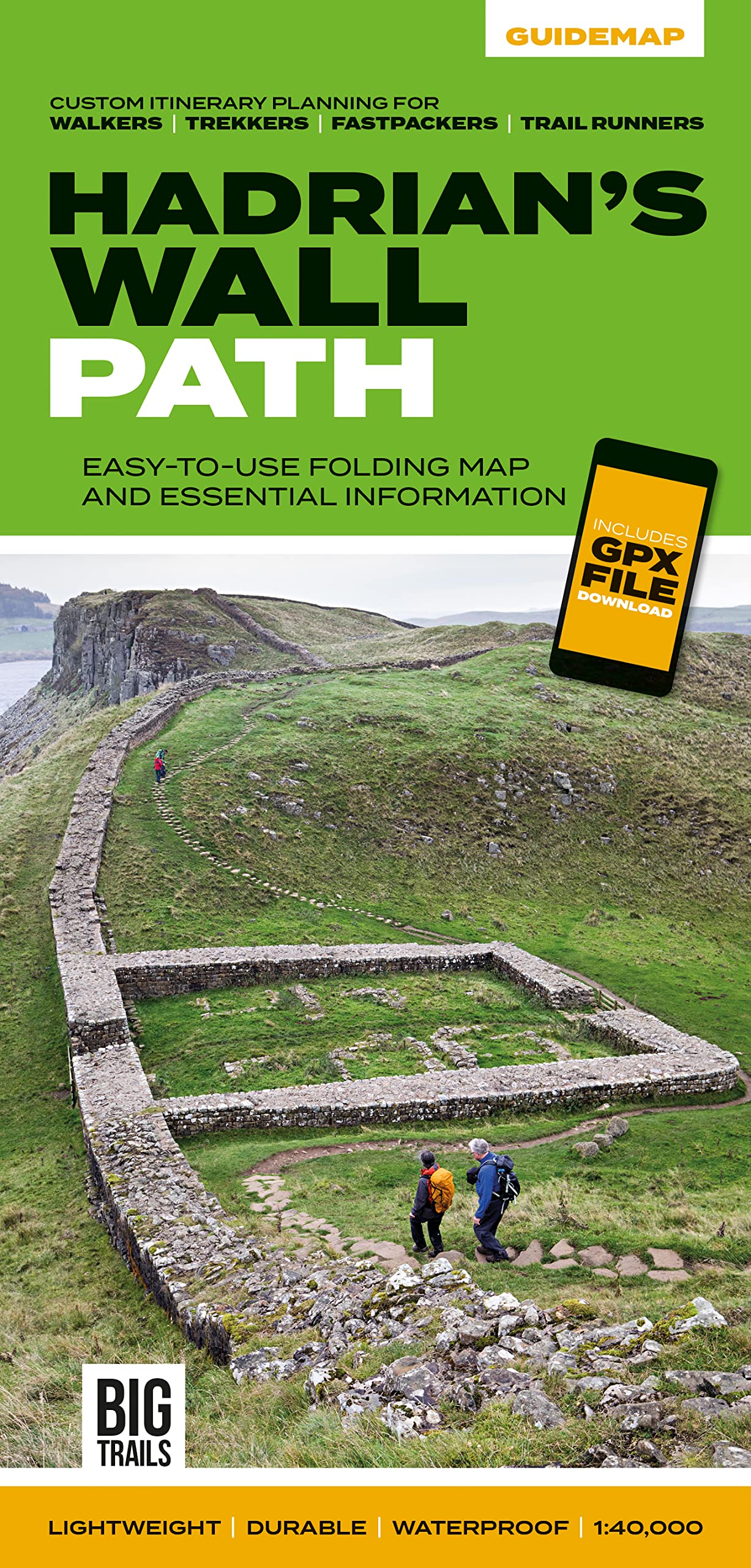 Hadrian's Wall Path: Easy-to-use folding map and essential information, with custom itinerary planning for walkers, trekkers, fastpackers and trail runners (Big Trails Guidemaps): 3