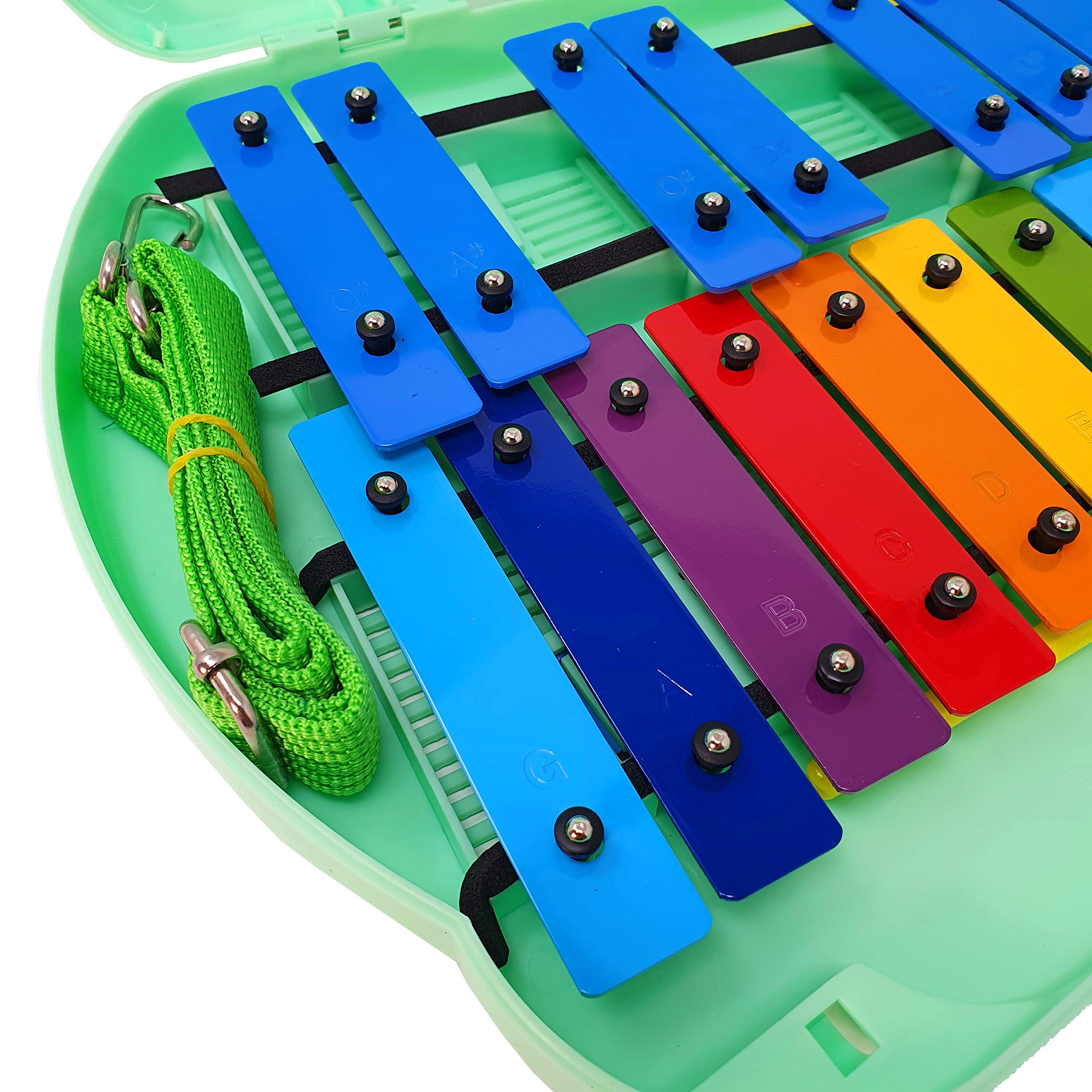 ROCKSTAR - Xilófono Glockenspiel Carrillón Metalofono Angel AG27N Cromático, 27 Teclas Colores con Estuche y Mazas. Para uso escolar ó domestico, Instrumento Musical Rítmico