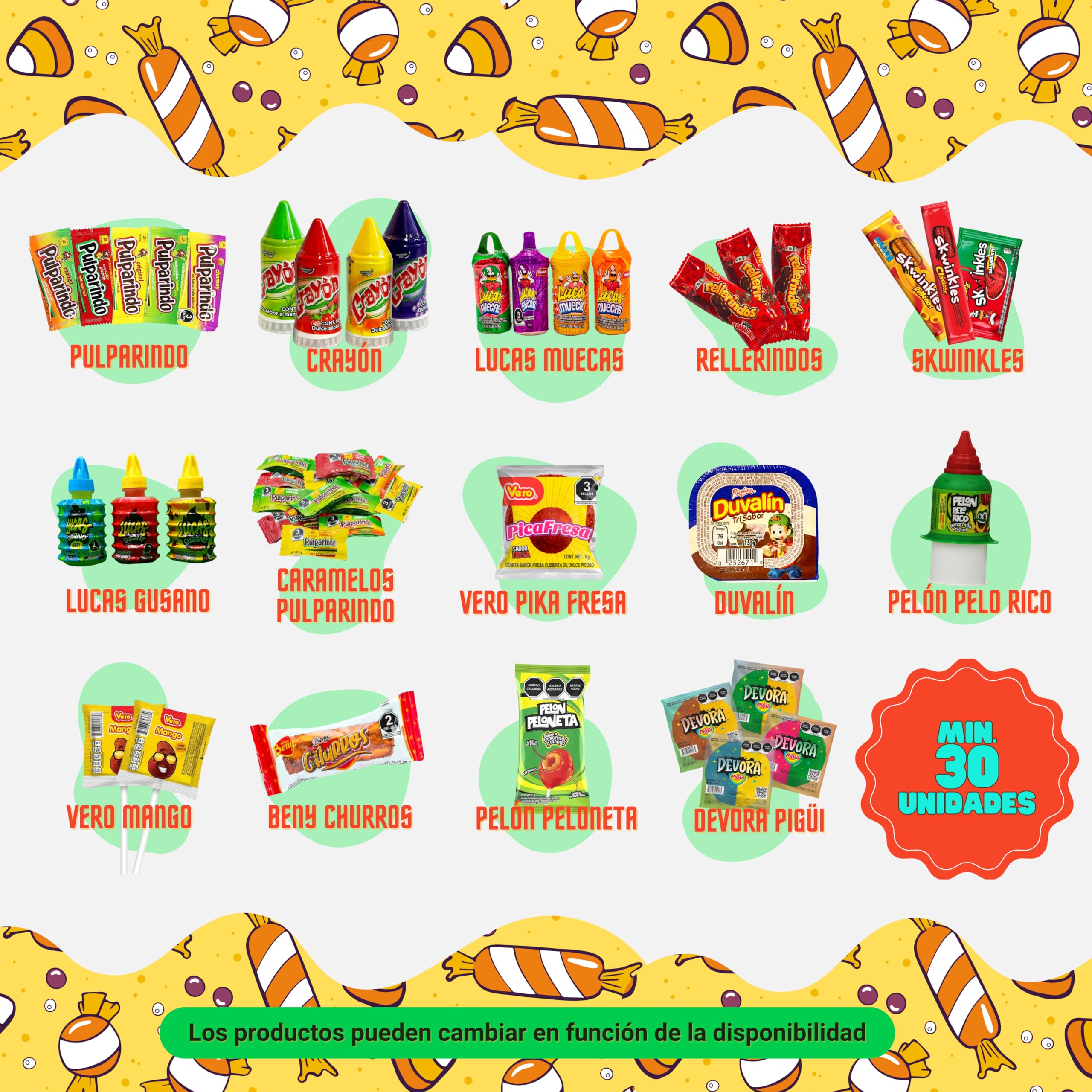 TLT FOODS Lotto Dolci Messicani – Confezione Varietà di Dolci Messicani Piccanti da Regalare, Mix Assortito di Caramelle, Candy Box Snack Messico, Chamoy, Pelon Pelo Rico, Pulparindo