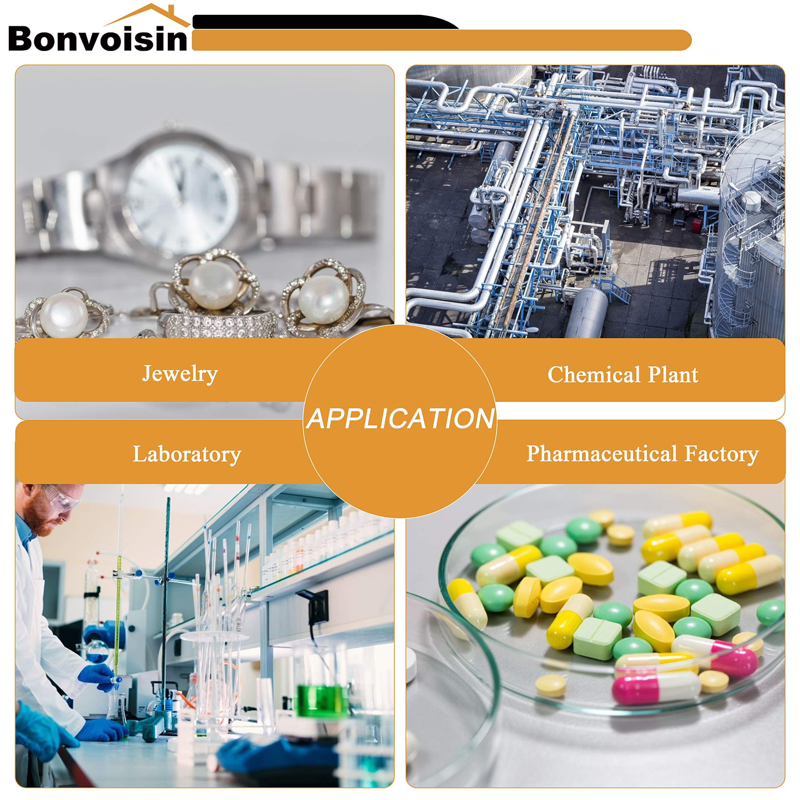 Bonvoisin Bilancia da laboratorio da 1 mg Bilancia analitica di precisione Bilancia elettronica digitale da 0,001 g Bilancia analitica Bilancia scientifica con parabrezza (500 g, 1 mg)