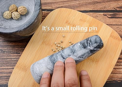 Miniatura 8 de Maja de repuesto de mármol de 5.3 pulgadas solo piedra pulida (mortero no incluido) (gris claro negro)