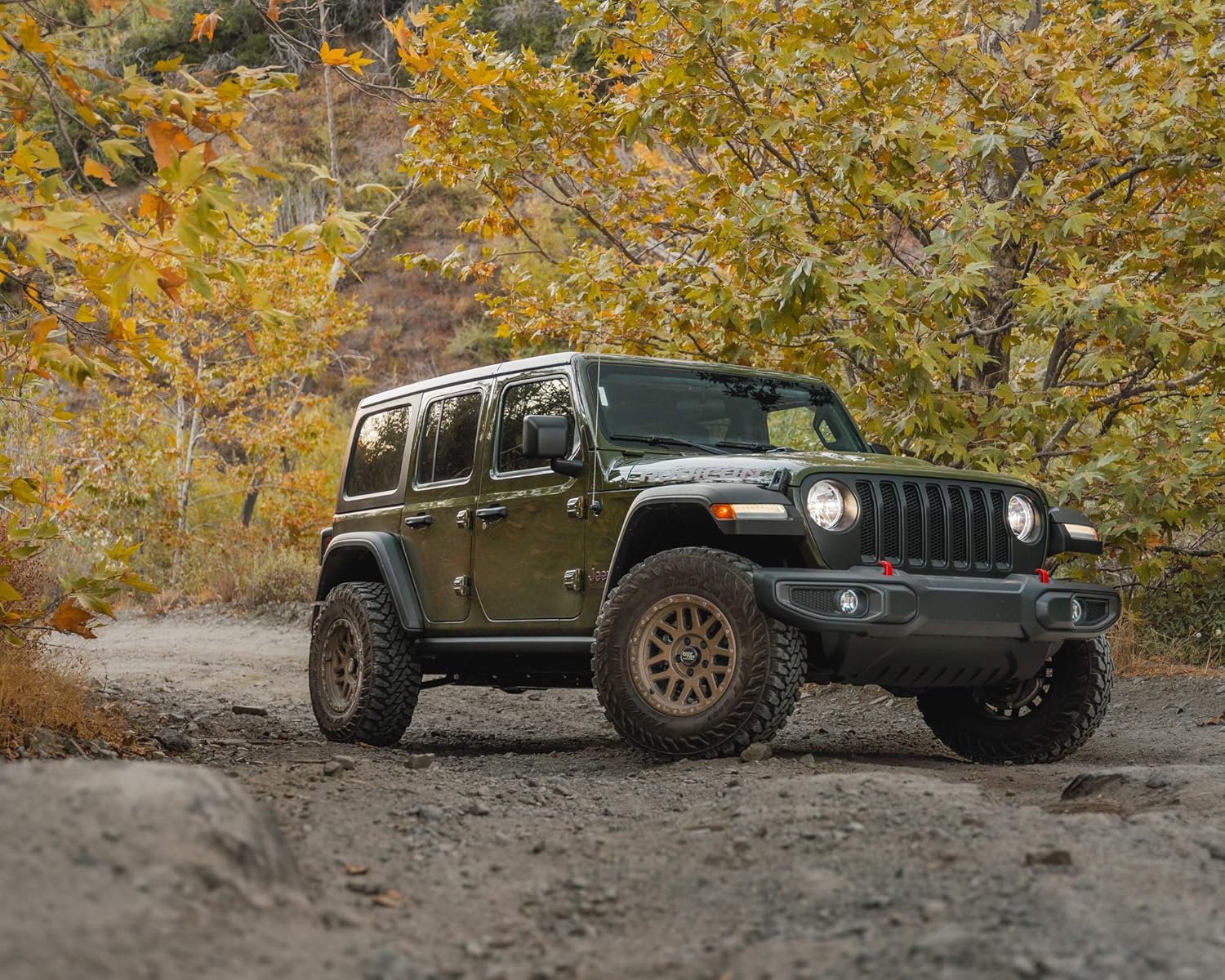 RockTrix RT110 17 inch Wheel Compatible with Jeep Wrangler JK JL 17x9 5x5 Wheels (-12mm Offset, 4.5in Backspace) 5x5 PCD, 71.5mm Bore, Bronze Wheels, Also fits Gladiator JT Rims