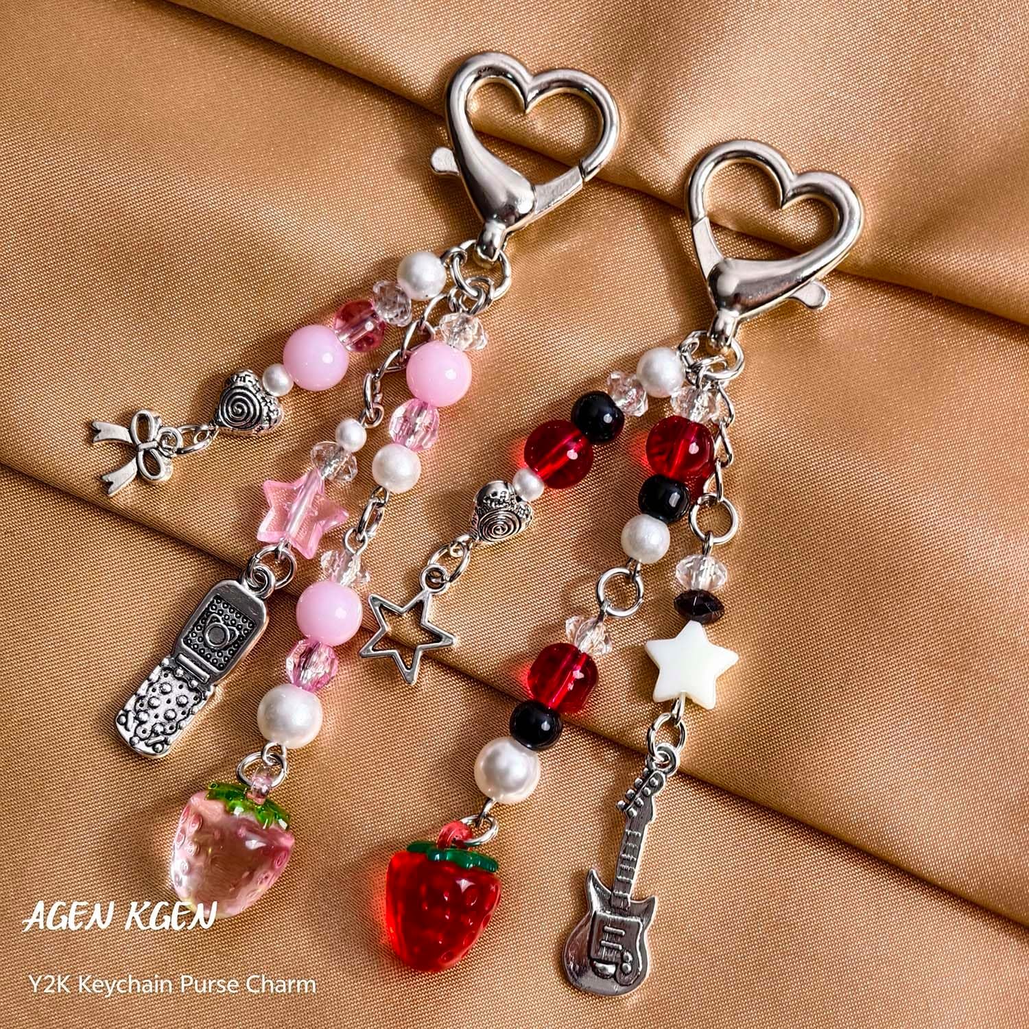 AGEN KGEN Novelty keychains Aesthetic Y2K Keychain Charms Stylish Keychains Accessories for Women Bag Purse Gifts image 2