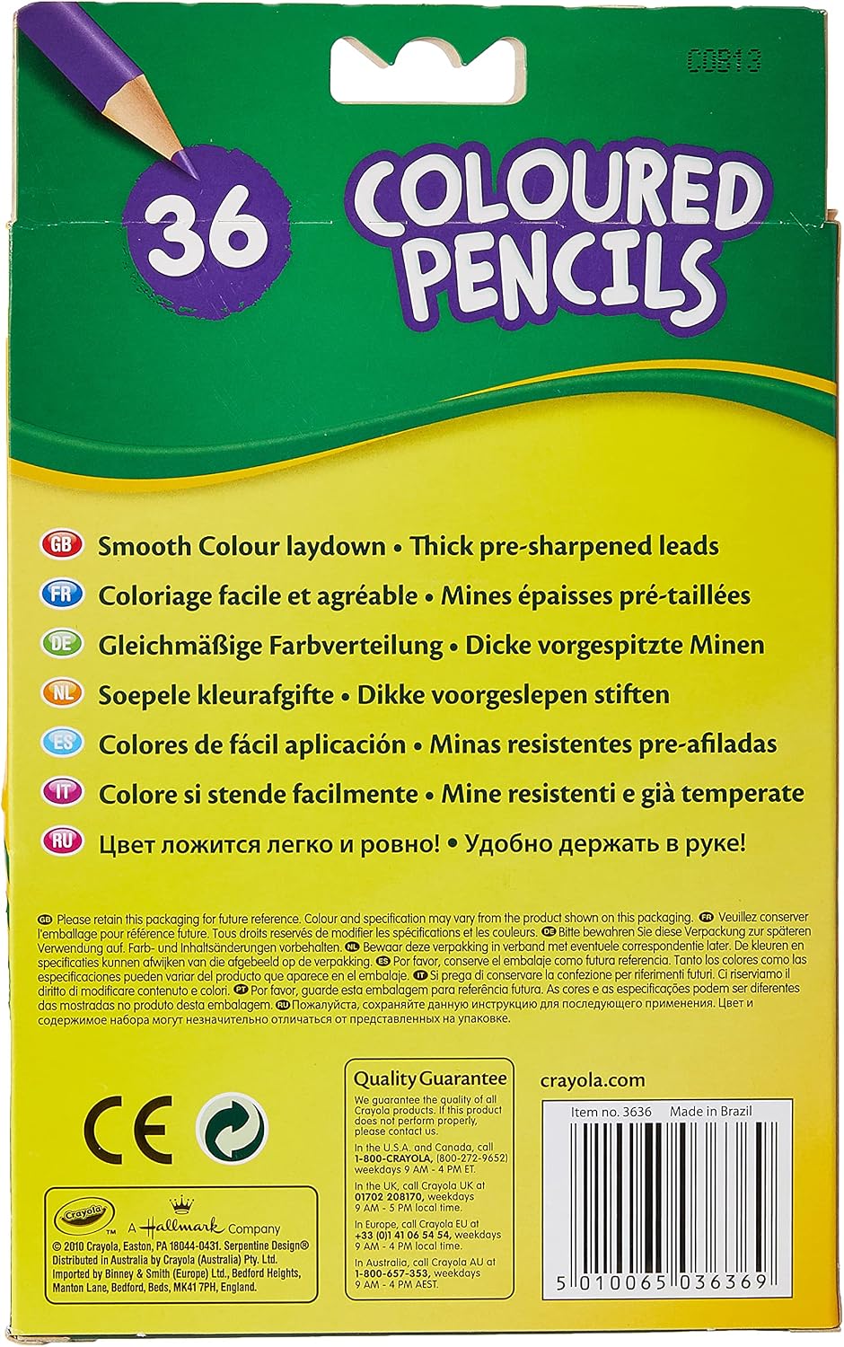 Crayola BIN684036 Long Barrel Colored Woodcase Pencils