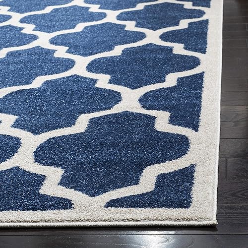 Miniatura 3 de SAFAVIEH Amherst Collection - Alfombra cuadrada de 9 pies, diseño de enrejado marroquí, no desprende pelusa y es de fácil cuidado, ideal para zonas