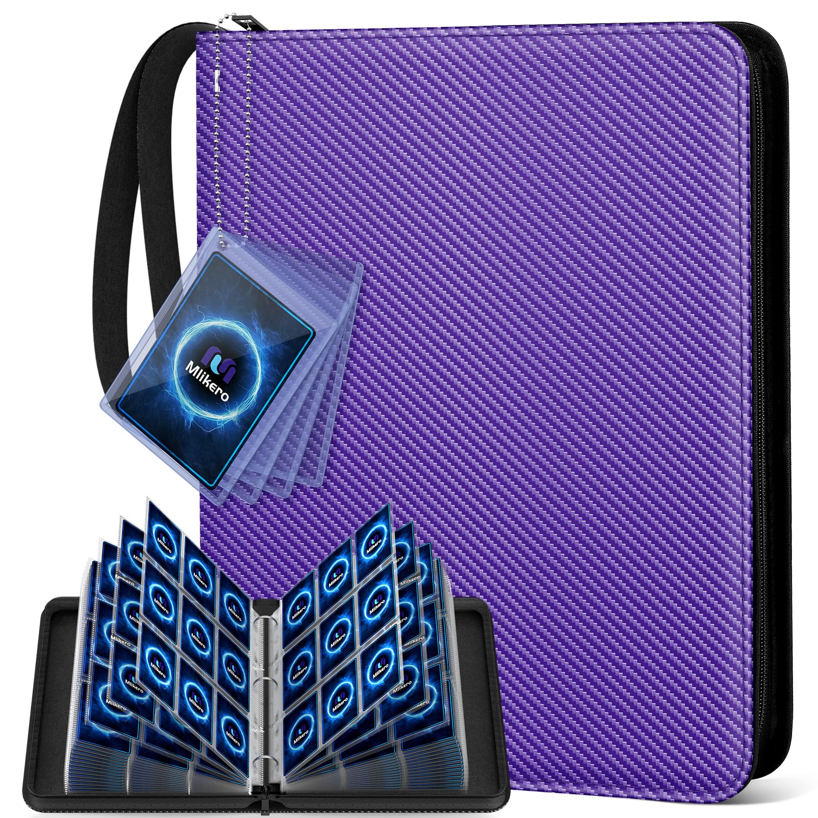 Mlikero Trading Card Binder, 9 Pocket Card Binder with Card Display Design, 720 Double Sided Pocket Collection Binder, Card Albums for MTG, TCG, and