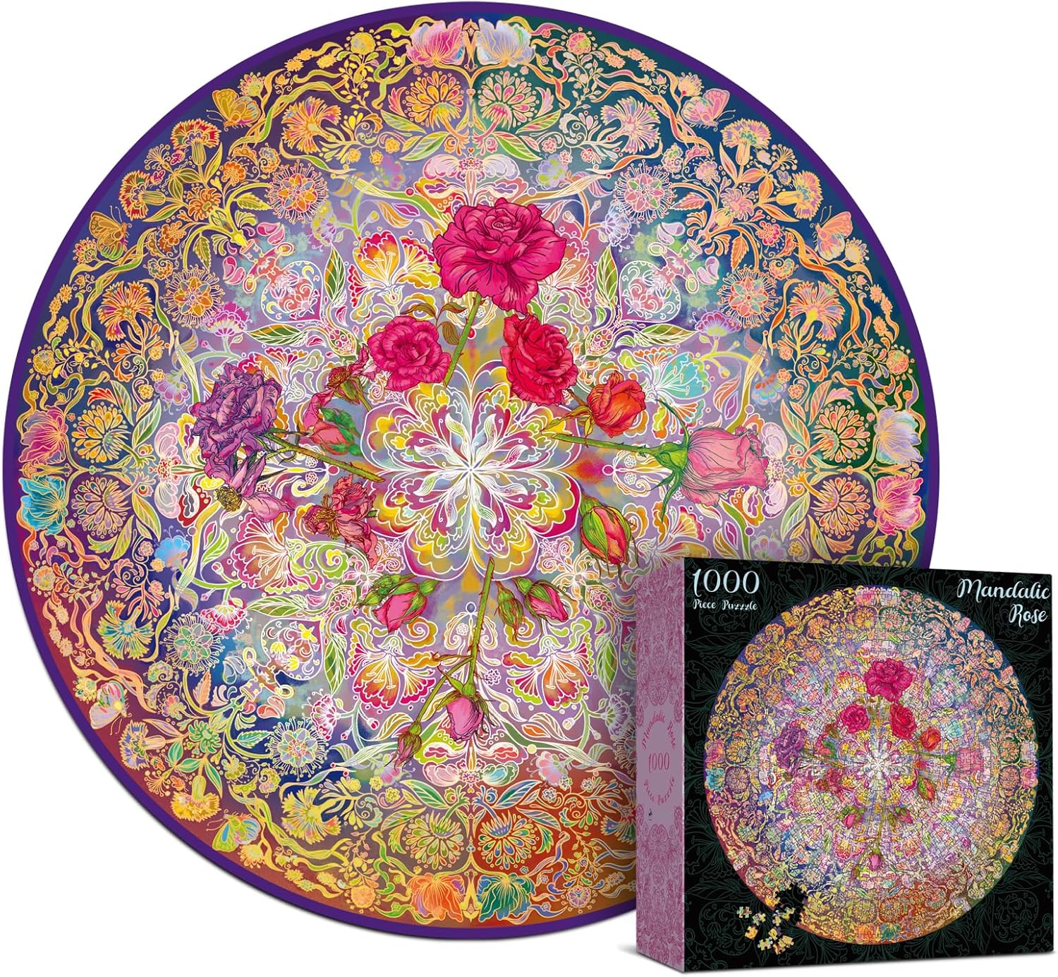 Antelope 2 in 1 1000 Piece Puzzle Bundle - Hue Wormhole & Mandalic Rose Jigsaw Puzzles