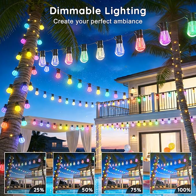 Luces de cadena LED RGB+IC de 300 pies para exterior miniatura 7