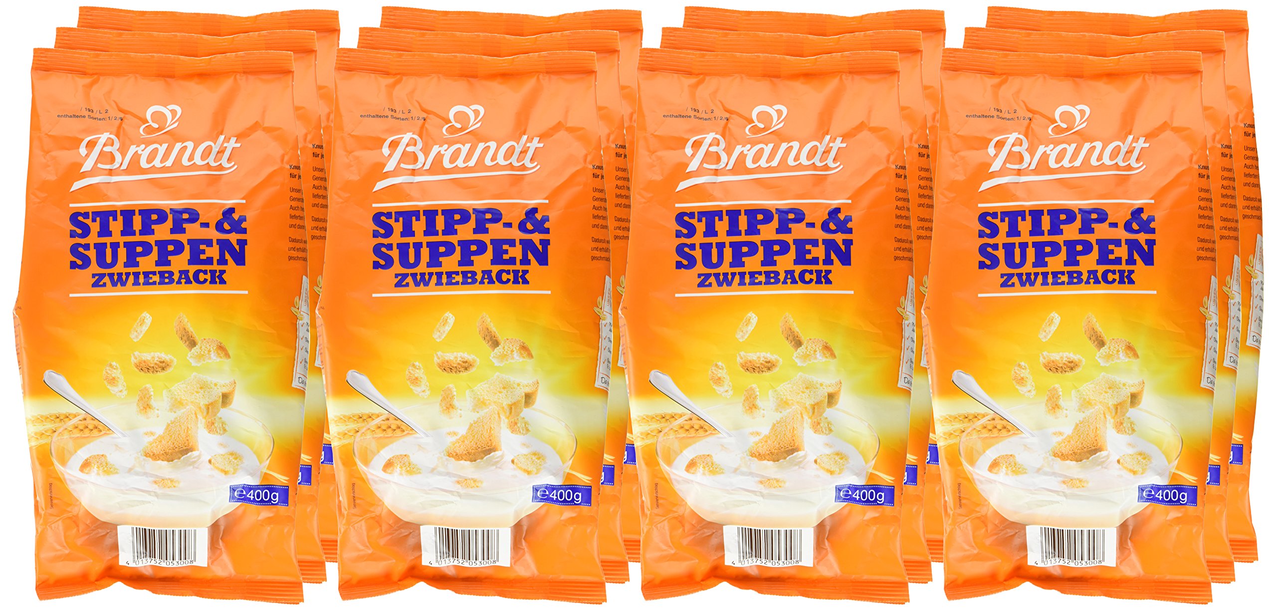 Brandt Stipp- und Suppenzwieback, 12er Pack (12 x 400 g Packung)