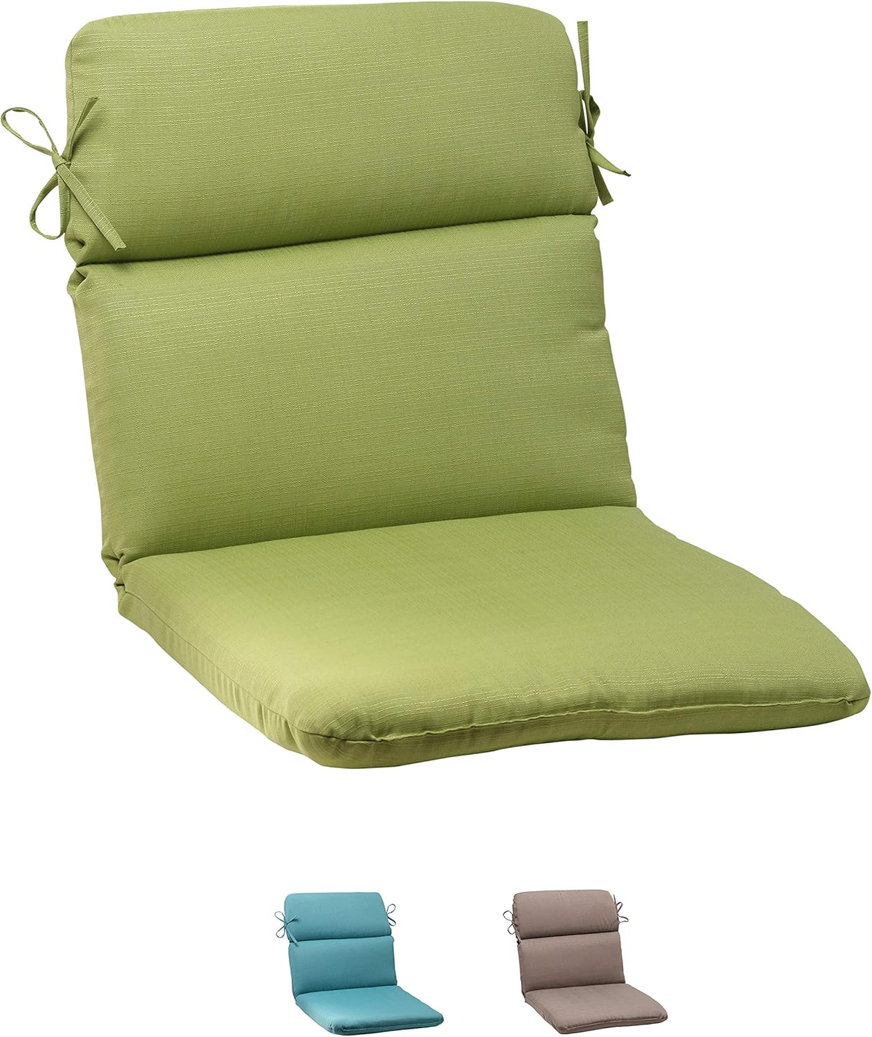 Pillow Perfect Forsyth Solid Indoor/Outdoor One Piece Chair Cushion Deep Seat, Weather and Fade Resistant, Round Corner - 40.5" x 21", Green