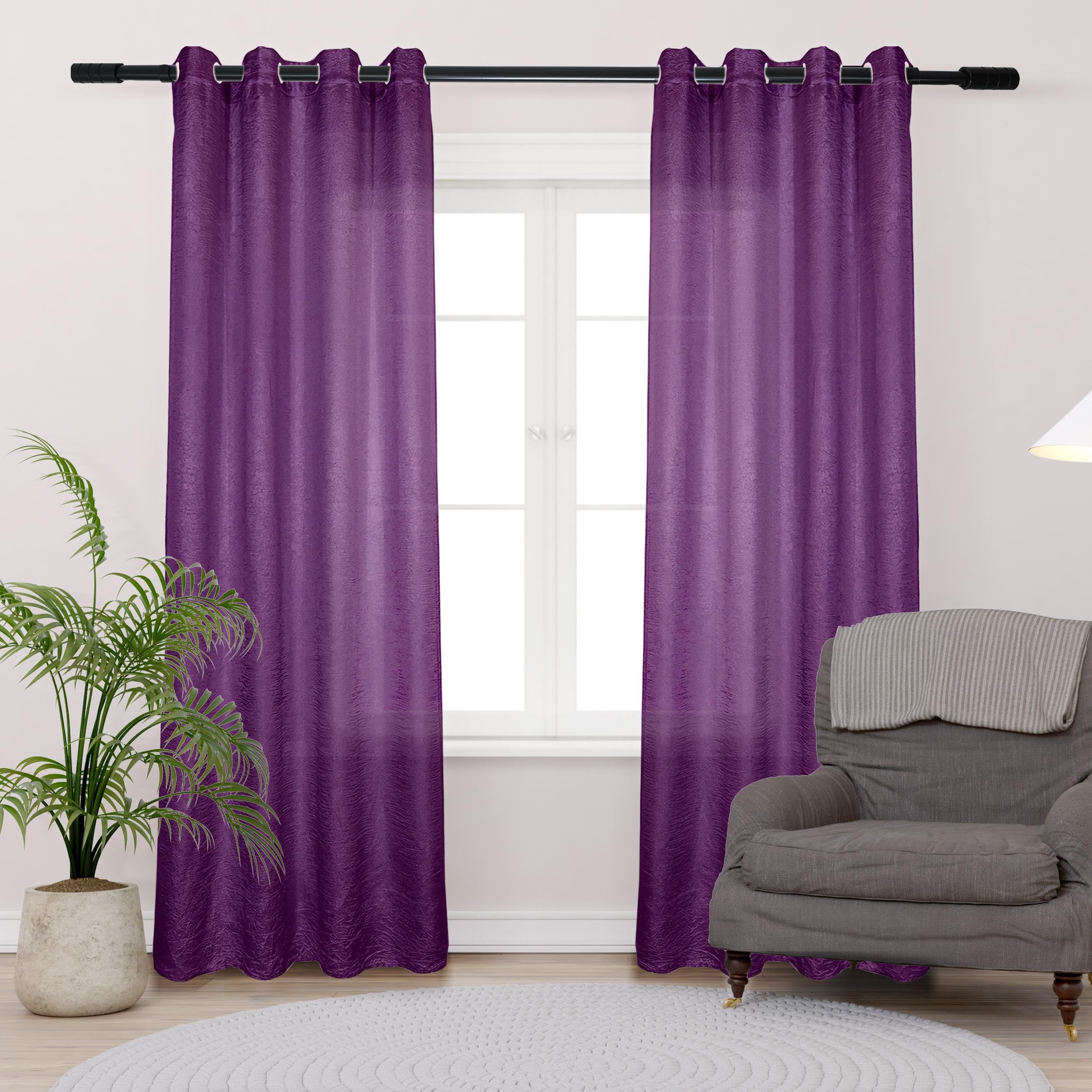 HOMEYA - Cortina Translucido Liso para Ventana - Cortina con Ojales Poliéster Color Sólido para Salón Dormitorio 2 Pieza 140x260cm Morado