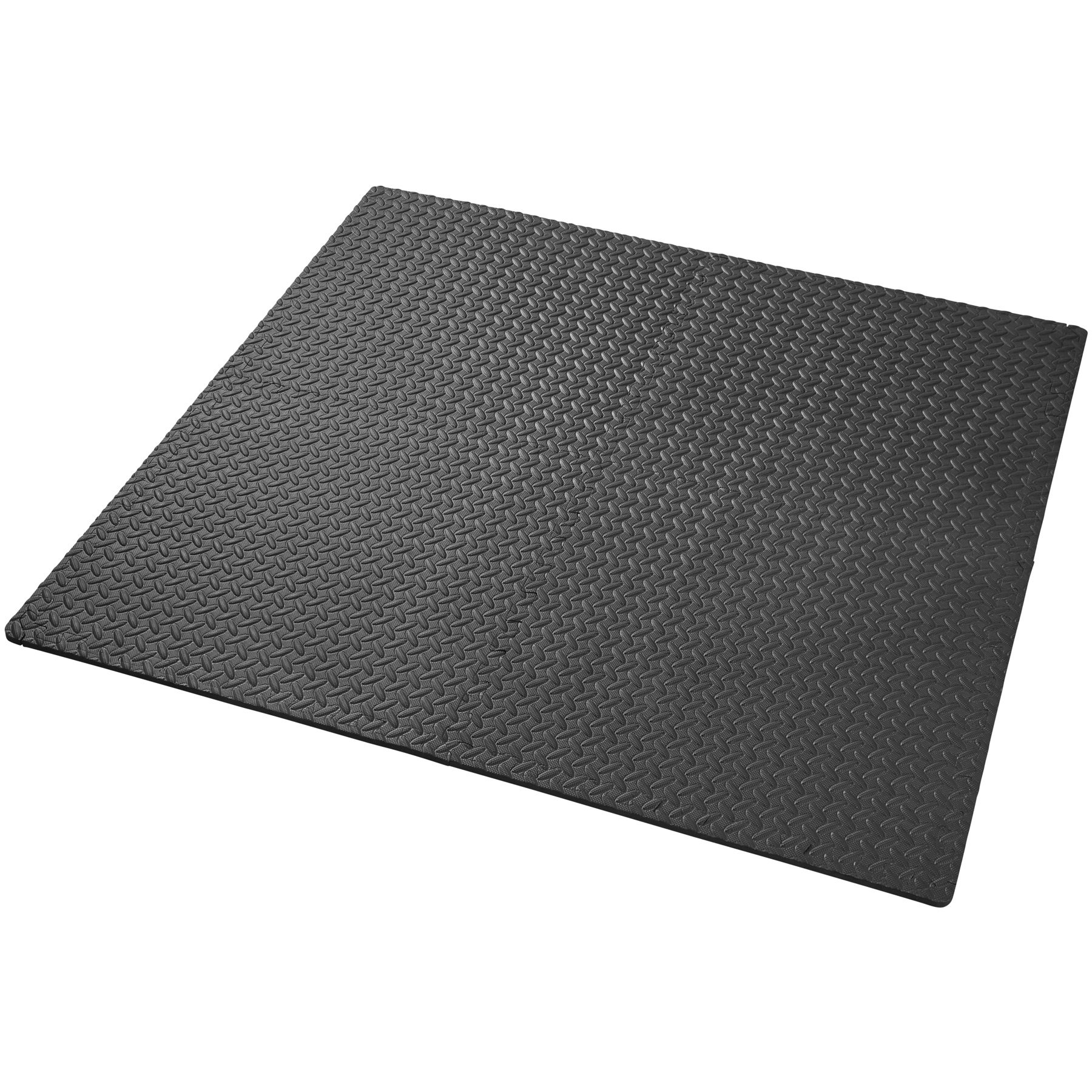 tectake® Set di tappetino palestra di protezione, 61x61 cm cad, tappetino yoga e pilates, EVA espansa, tappeto palestra impermeabili, termoisolanti, insonorizzanti, attrezzi palestra casa - Nero
