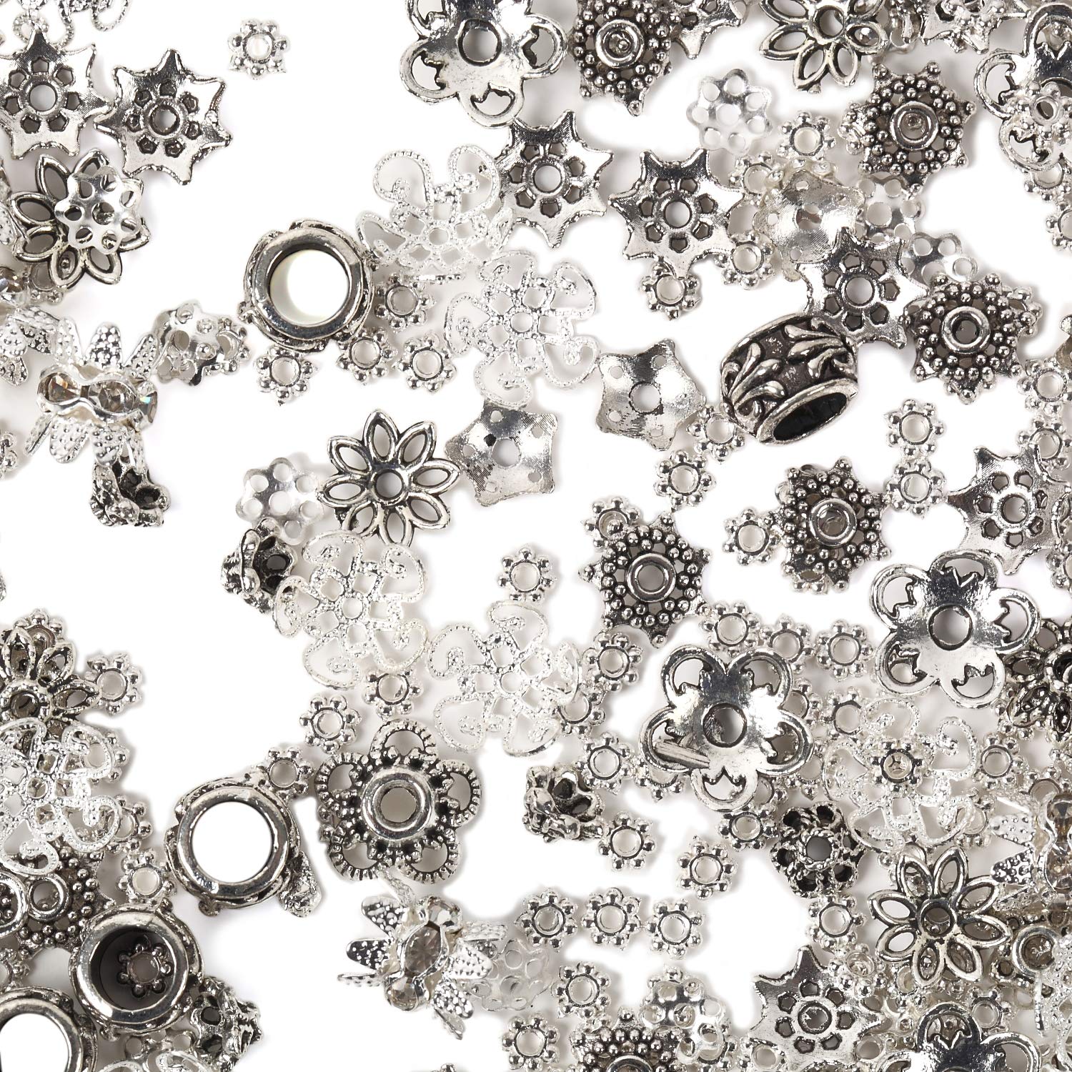 Kyozudo Washer Beads Accessory Parts, 1.8 oz (50 g), Assorted Set, Gold, Silver (Silver) : Hobbies