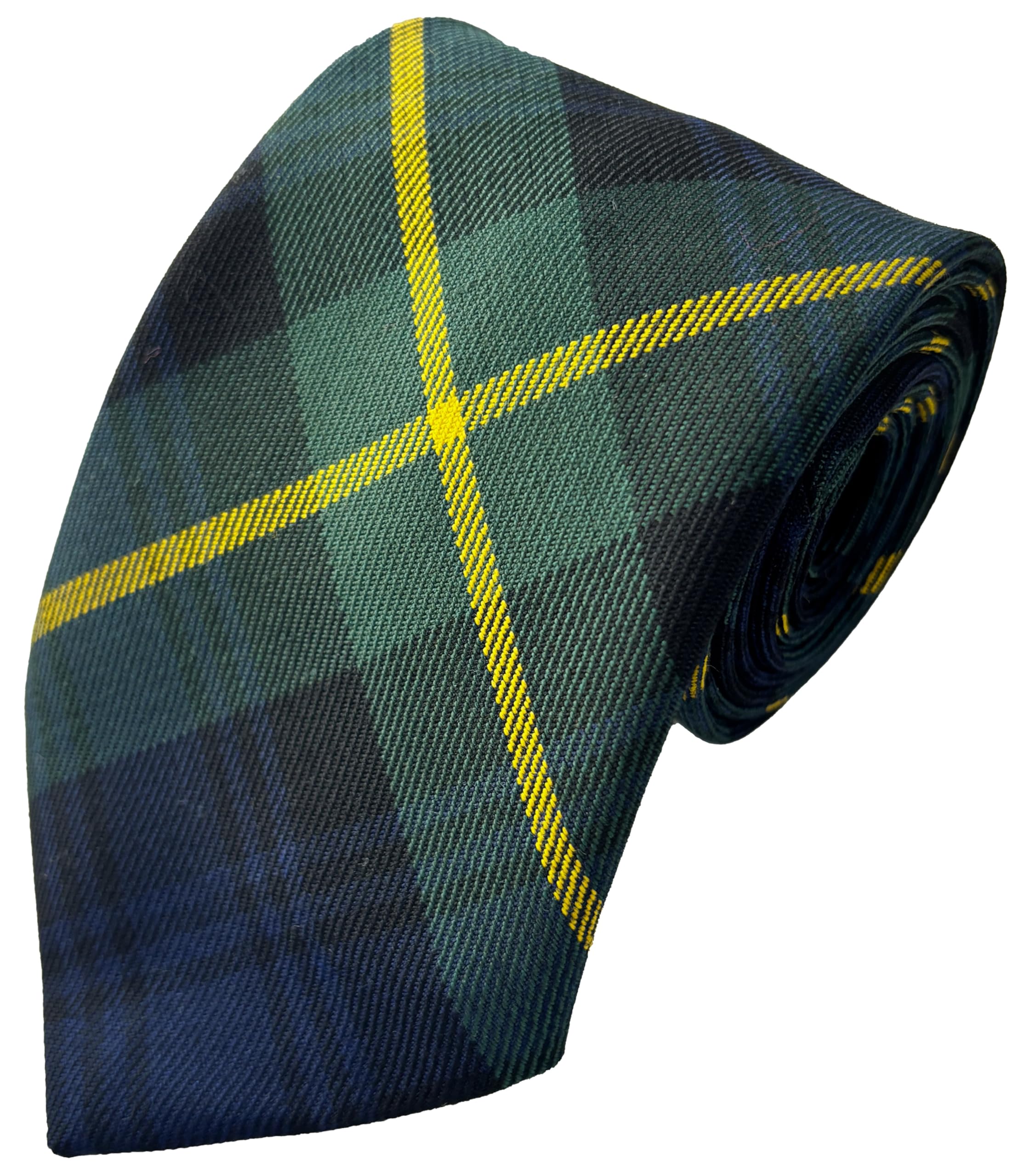 Great British Tie Club Men's Green, Navy Blue, Yellow, Gordon Tartan Navy Blue, Green & Yellow Universal Tartan Check Neck Tie