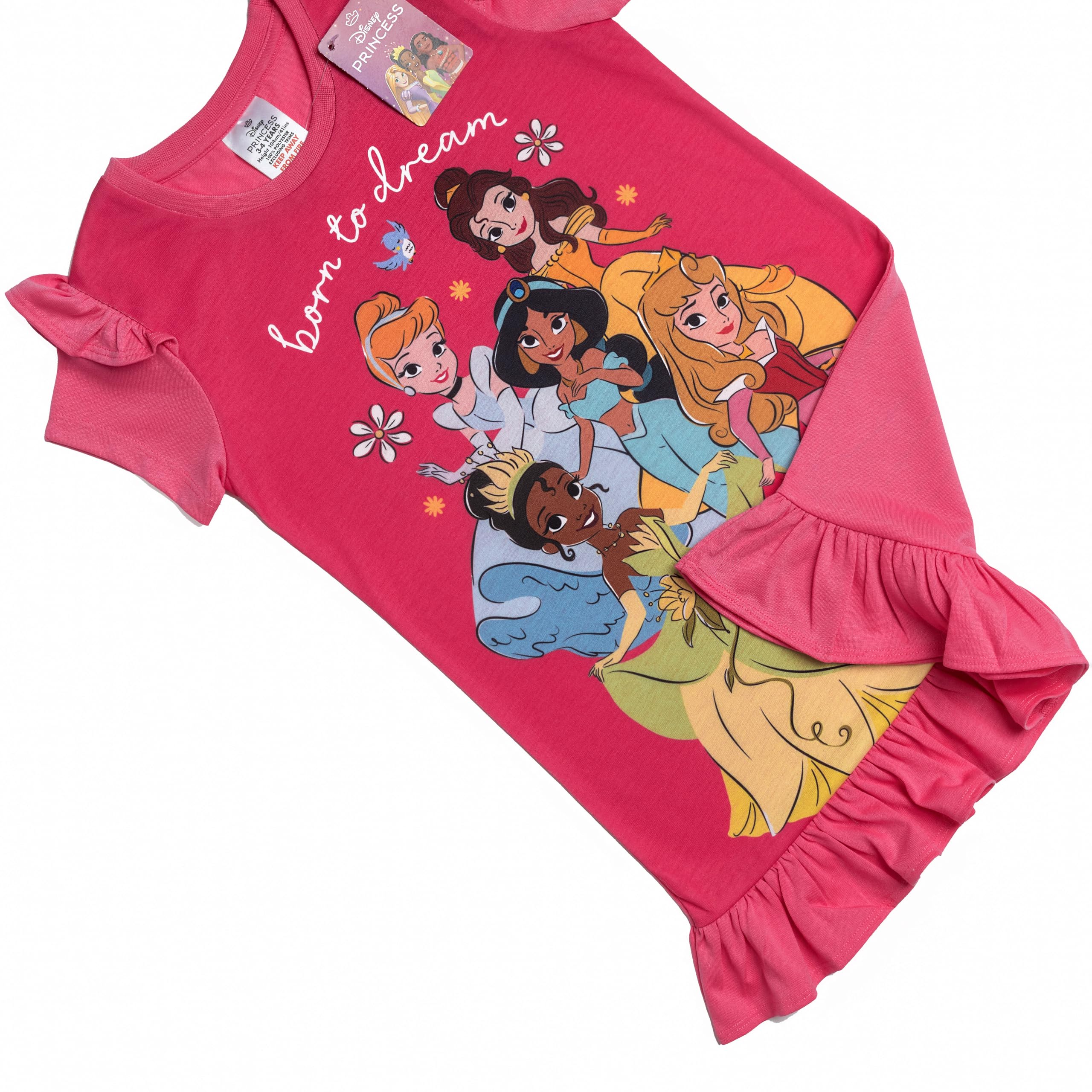 Disney Chemise de nuit princesse à volants Cendrillon Belle Tiana Jasmin Aurore Pyjama Nuisette