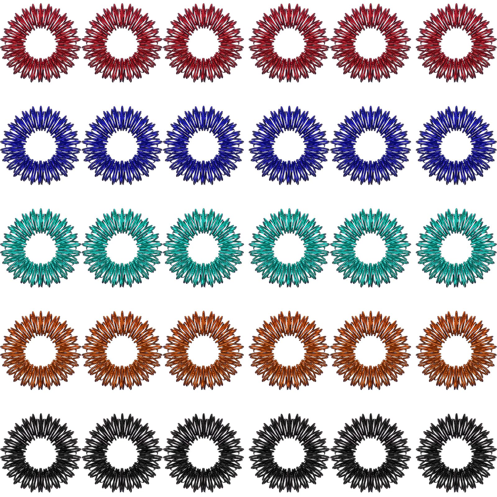 Blulu - Juego de 50 anillos de acupresión con pinchos para dedos, para adolescentes y adultos, reductor de estrés silencioso y masajeador.