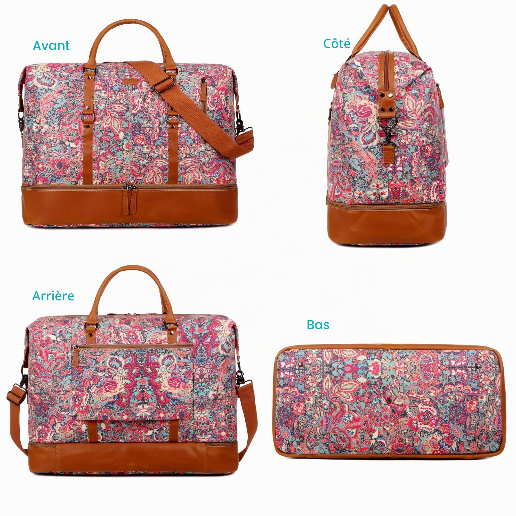 BAOSHA Grand Sac de Voyage pour Femme Sac Weekend avec Compartiment à Chaussures Bagage à Main Sac de Sport HB-05 (HS)