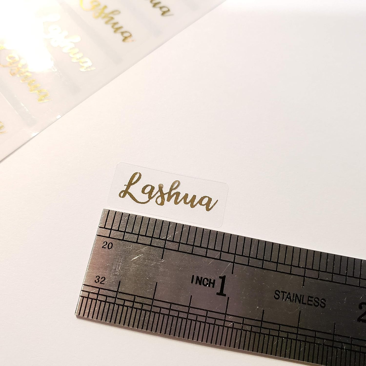 144 Small GOLD INK on Clear Transparent Small Name Stickers -Daycare Labels- Kids labels- Small Size- Customized Labels - Waterproof Labels