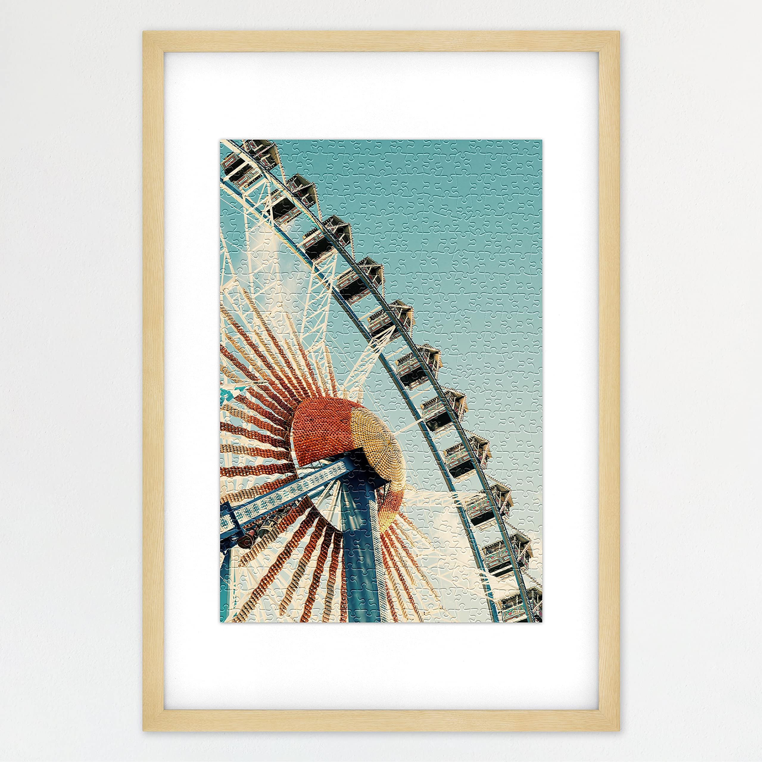 20x30 Puzzle Frame for Finished Puzzles, Natural Woodgrain Vertical & Horizontal Wall-Mounted Large Picture Display for Preservation (1-Pack)