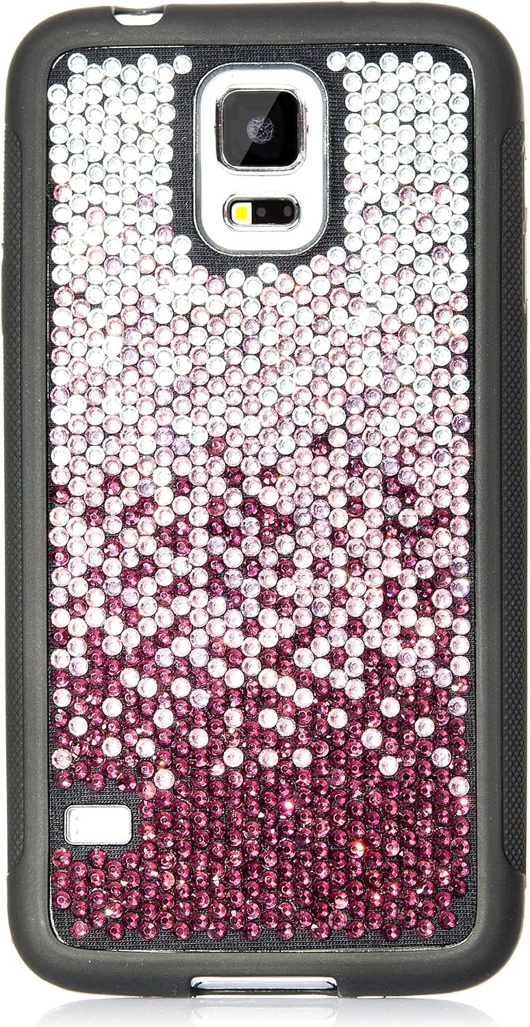 iSee Case Galaxy S5 Case, (TM) Bling Bling Glitter Glam Sparkle Rhinestone Crystal Diamond TPU Full Cover Protective Case for New Samsung Galaxy S5 SM-G900 (S5-Elite Crystal Gradient Purple)