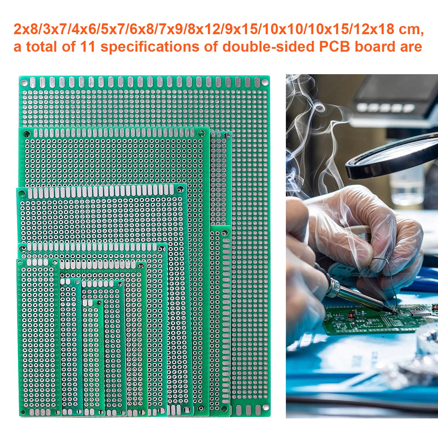 2 Pièces 9x15 cm Cartes PCB Prototype, Universel Cartes de Circuit Imprimé Double Face, PCB Board, pour Projets de Soudure DIY, Compatible avec les Kits Arduino