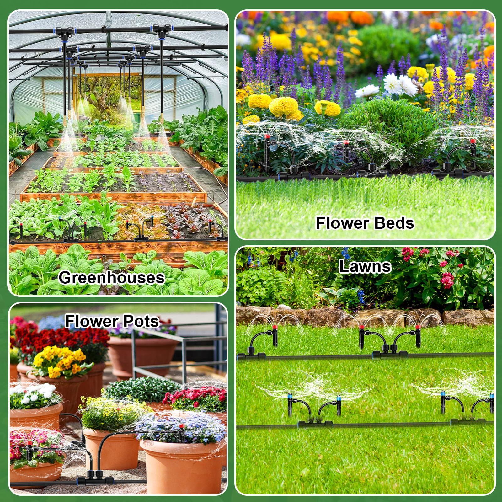Sistema de riego automático de 360 ° para jardín, 30 m, 20 emisores con estaca + 10 boquillas de cobre ajustables, 12 mm+6 mm, sistema de riego por goteo y sistema de refrigeración por niebla para