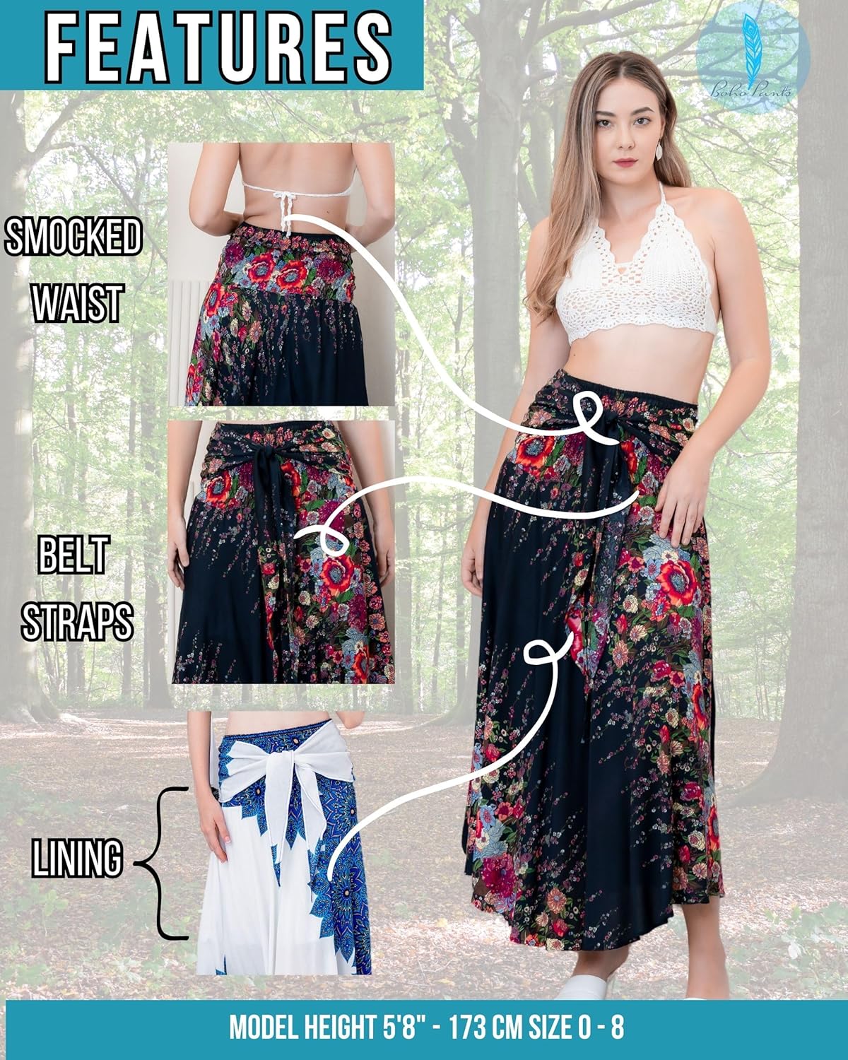 Long Skirts for Women | 2-in-1 Boho Dress & Floral Maxi Skirt for Bohemian Festivals, Vacation & Casual wear - Image 7