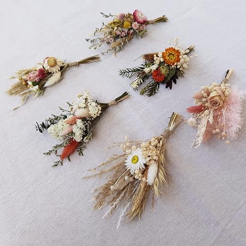 Miniatura 2 de Mini ramo de flores secas  Buzón de regalo de ramo de rosas secas   Boutonniere  Pastel de flores boho (D)