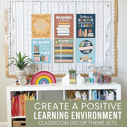 Miniatura 6 de Hadley Designs Carteles de lectura motivacionales para aula primaria  6 estrategias de lectura carteles para decoración de biblioteca de aula,