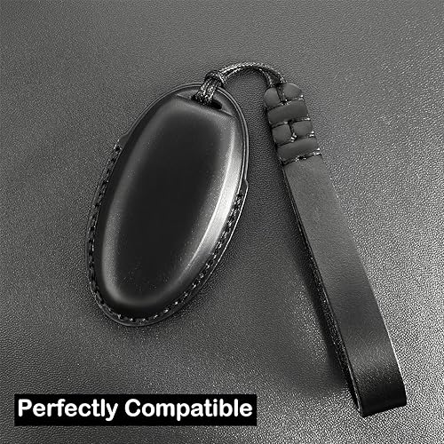 Miniatura 3 de Funda para llavero de piel auténtica con llavero, protector de piel para llaves de 3 botones, compatible con llave remota inteligente de 3 botones