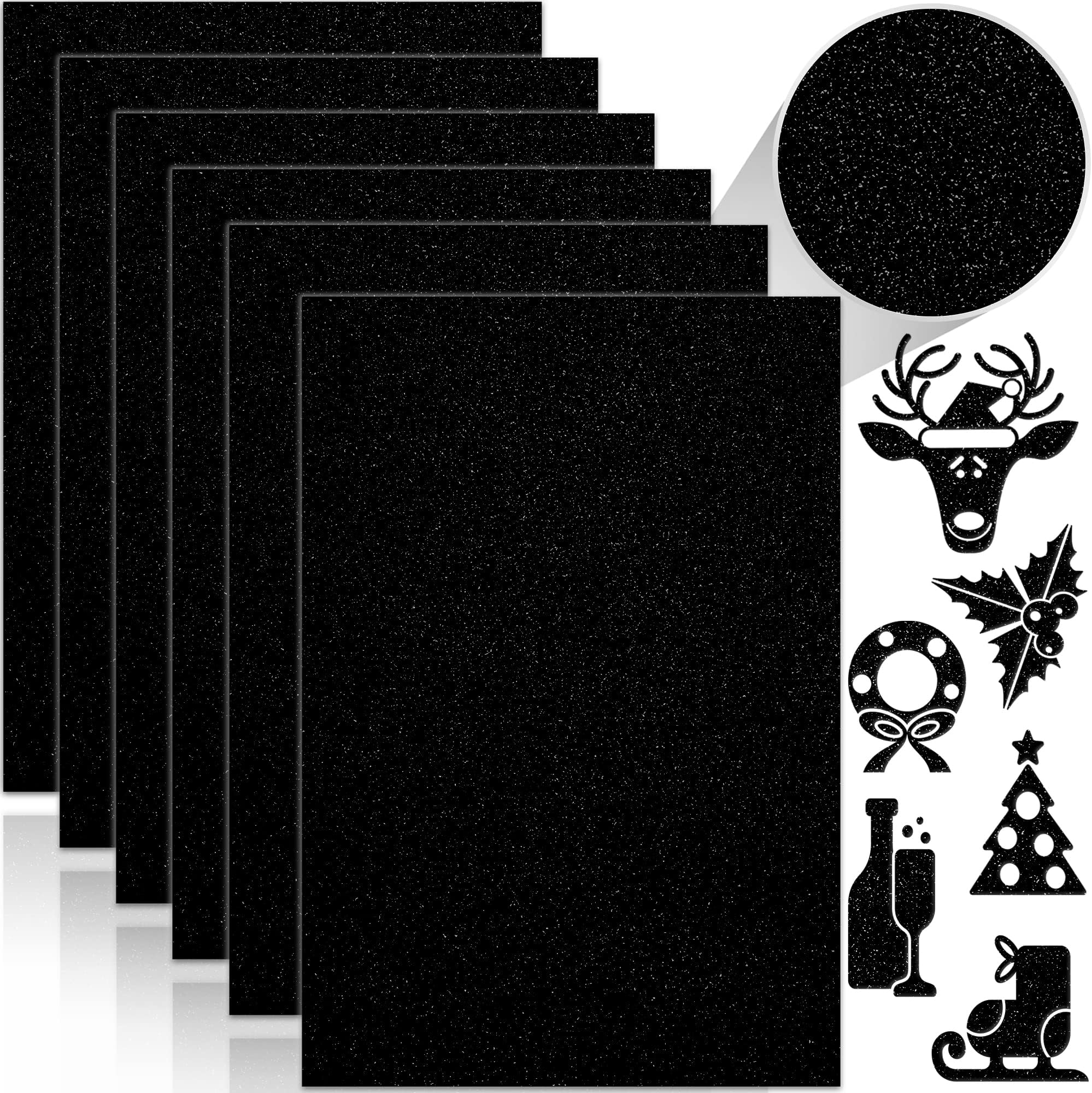 SALEMAR Black Glitter Cardstocks, Heavy Duty(250 GSM