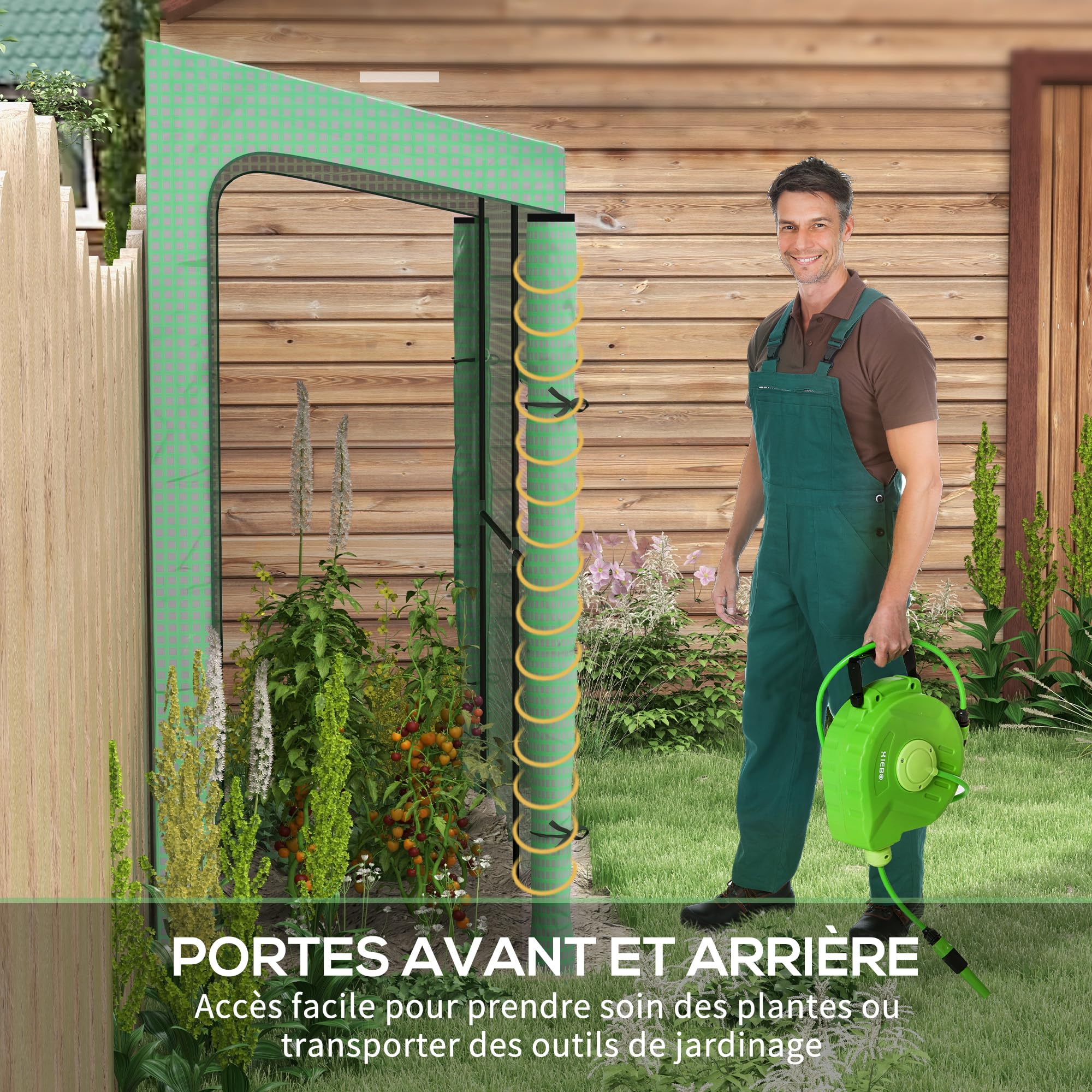 Outsunny Serre de Jardin PE Renforcée 135 g/m² 200 x 80 x 200 cm Vert