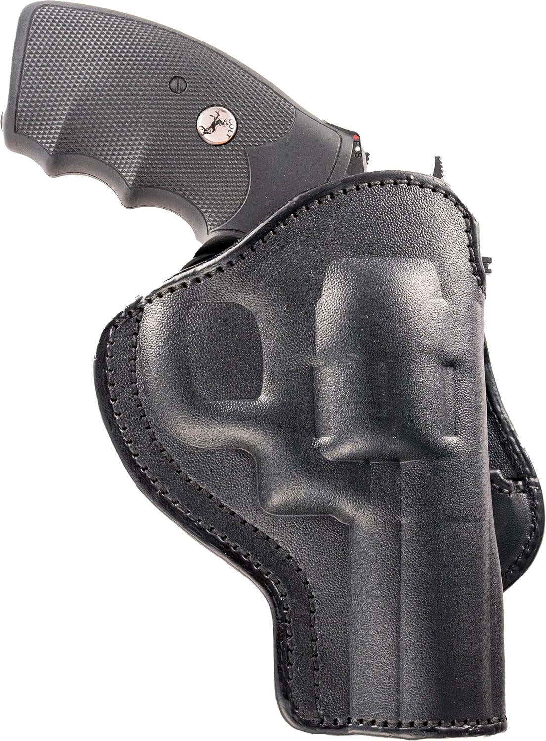 MAXX CARRY Leather Paddle Holster – OWB Revolver Holster for 6-Shot K & L Frame – Adjustable Cant, Full-Grain Leather, Fits .38 .357 .44 Cal – Ruger SP101 & Colt Python