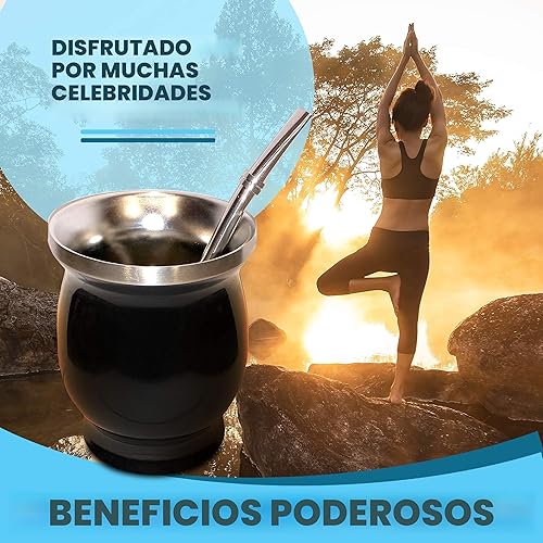 Miniatura 8 de Norte - Kit de taza de yerba mate, juego de taza de té mate tradicional de 8 onzas, incluye 2 bombillas (popote de yerba mate) y cepillo