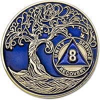 Vista 248 de Medallón AA de 5 años – Árbol de la Vida trenzado chapado en oro AA Chip de recuperación – morado