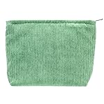 PAZIMIIK Makeup Bag Large Zipper Corduroy Make Up Pouch for Purse Travel Canvas Cosmetic Organizer for Women Brush Storage,Green