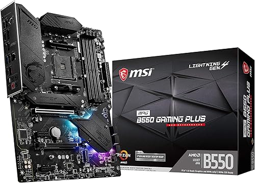 MSI MPG B550 GAMING PLUS - Placa base para juegos (AMD AM4, DDR4, PCIe 4.0, SATA 6Gbs, M.2, USB 3.2 Gen 2, HDMIDP, ATX)