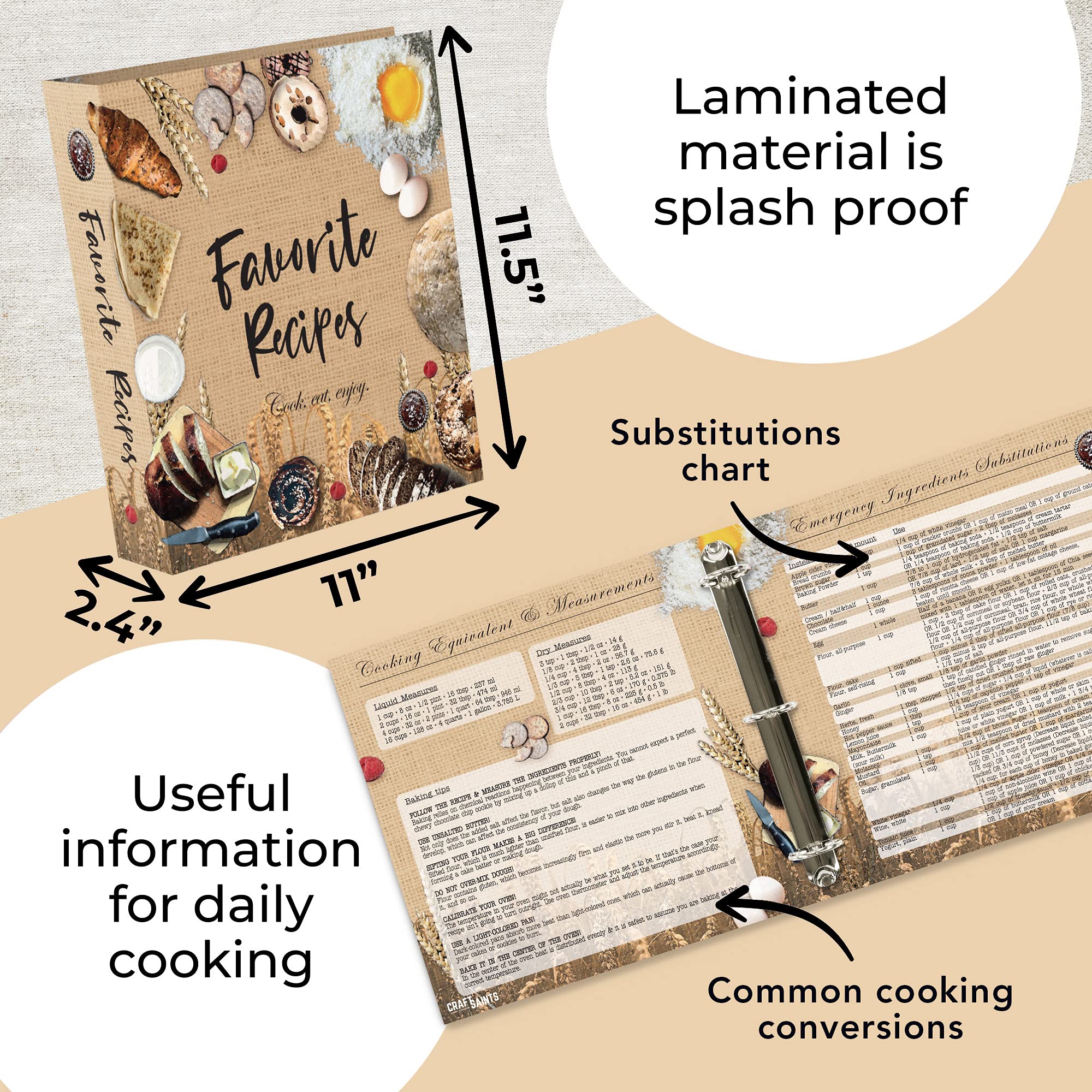 recipe card binder sleeves Amazon.com: Recipe Binder (Bakery) & Extra 50 US Letter Size Plastic Sleeves:  Home & Kitchen