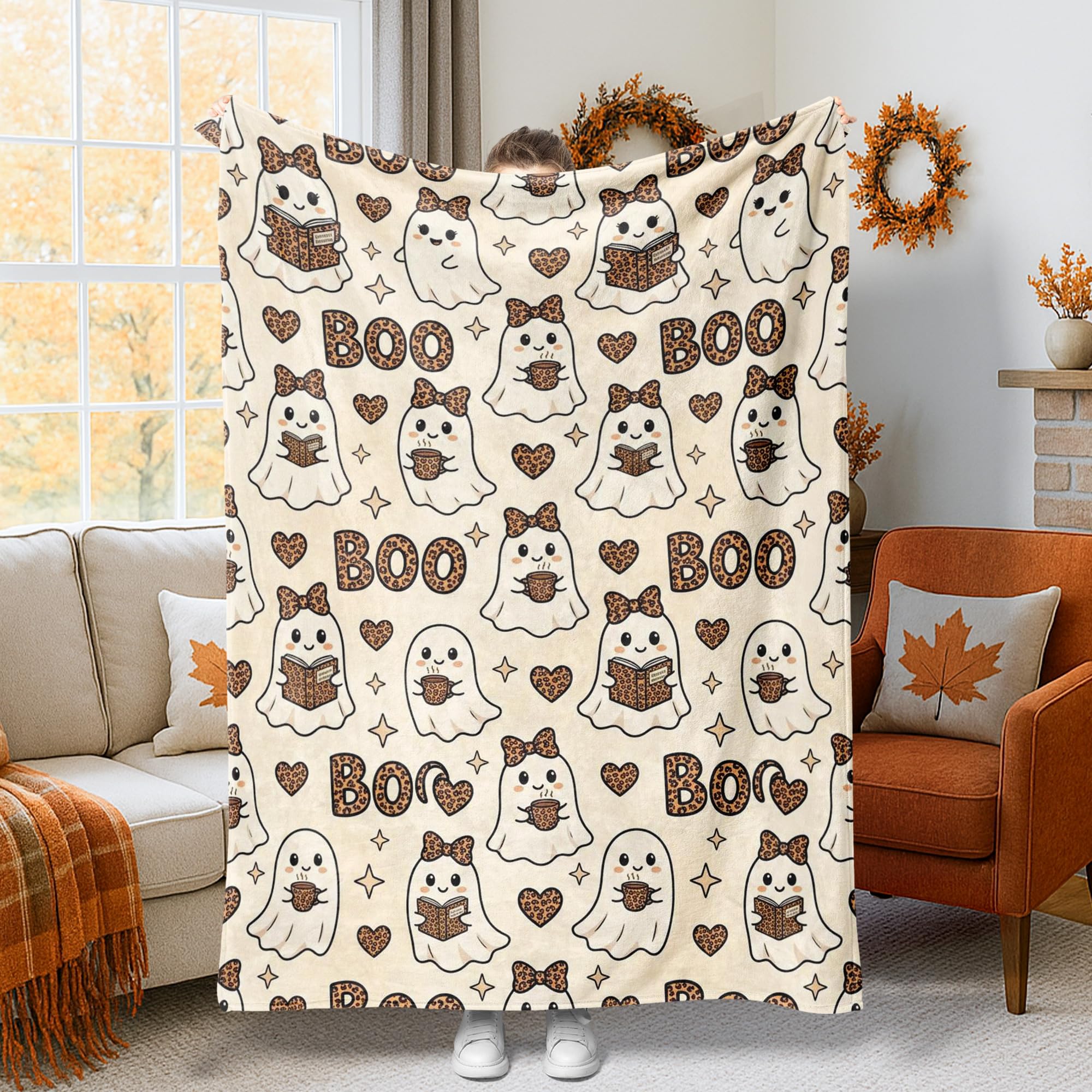 Couverture d'Halloween fantôme légère : la solution anti-froid pour canapé et lit