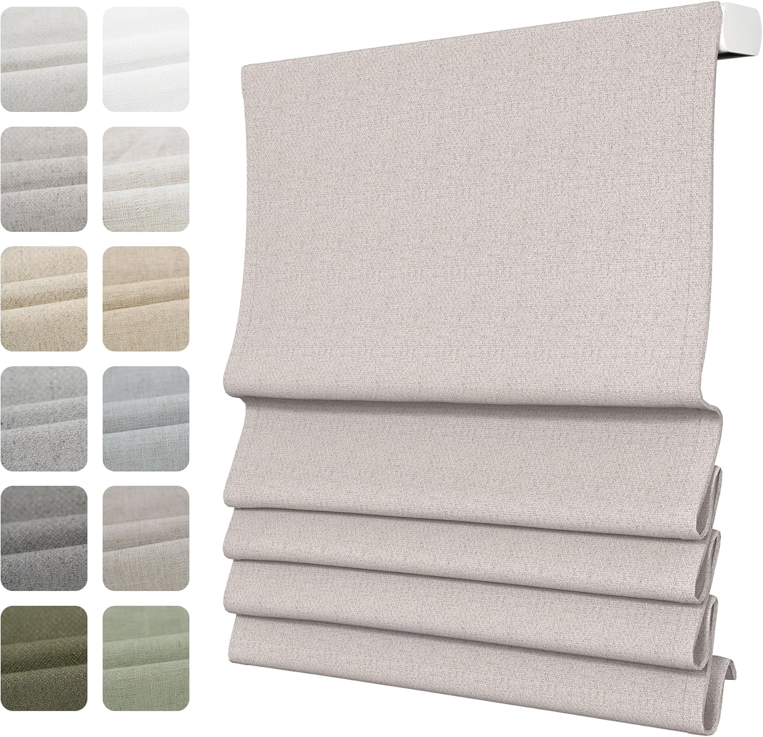 Cordless Roman Shades for Windows, Custom Fabric Blackout or Light Filtering Roman Blinds with Room Darkening Thermal Insulated for Home and Office, Drill Basic Type, Custom Size