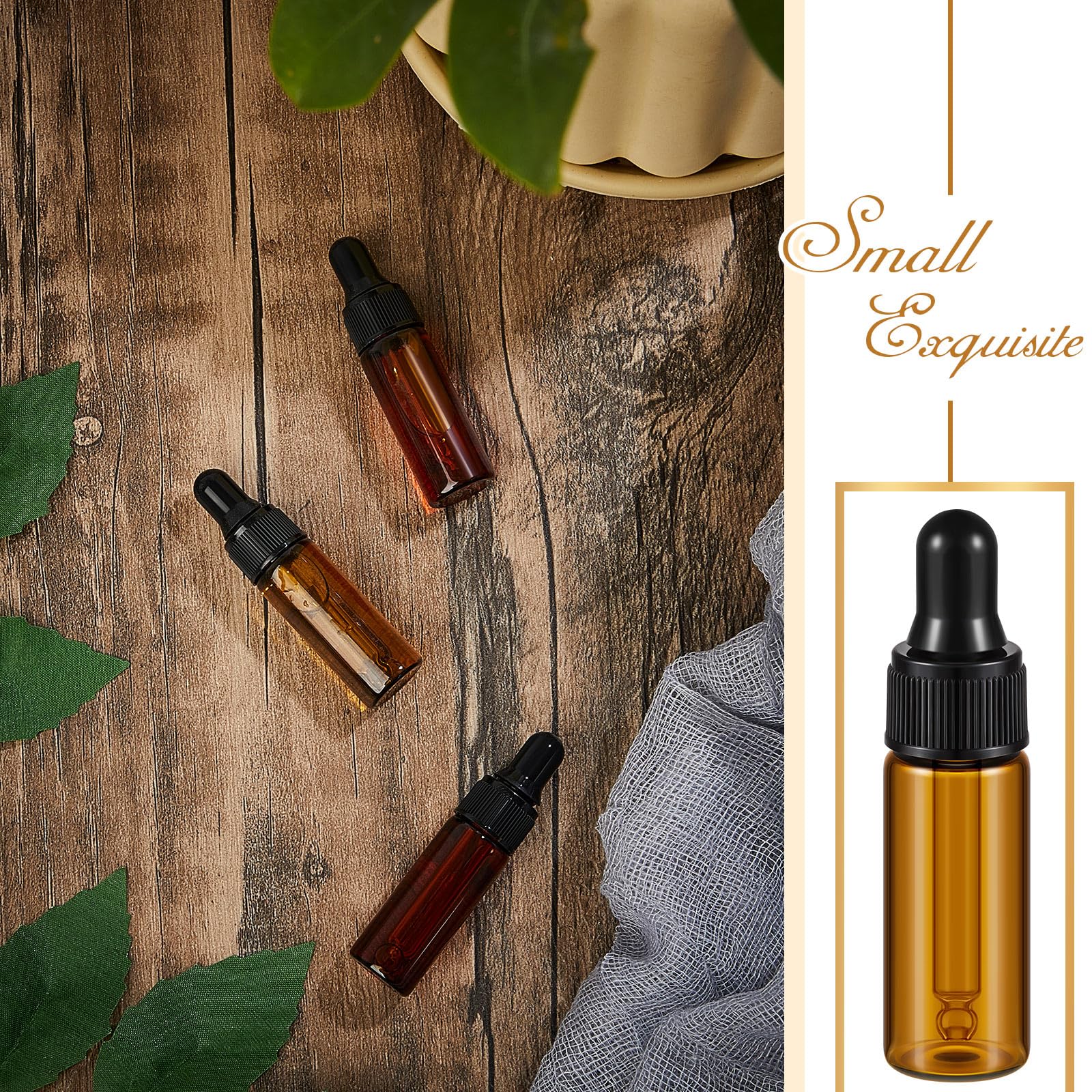 Didaey 200 mini frascos cuentagotas de vidrio, mini botellas cuentagotas de muestra, frascos de muestra pequeños con tapa para viajar, aceites esenciales, cosméticos líquidos, muestras de perfume